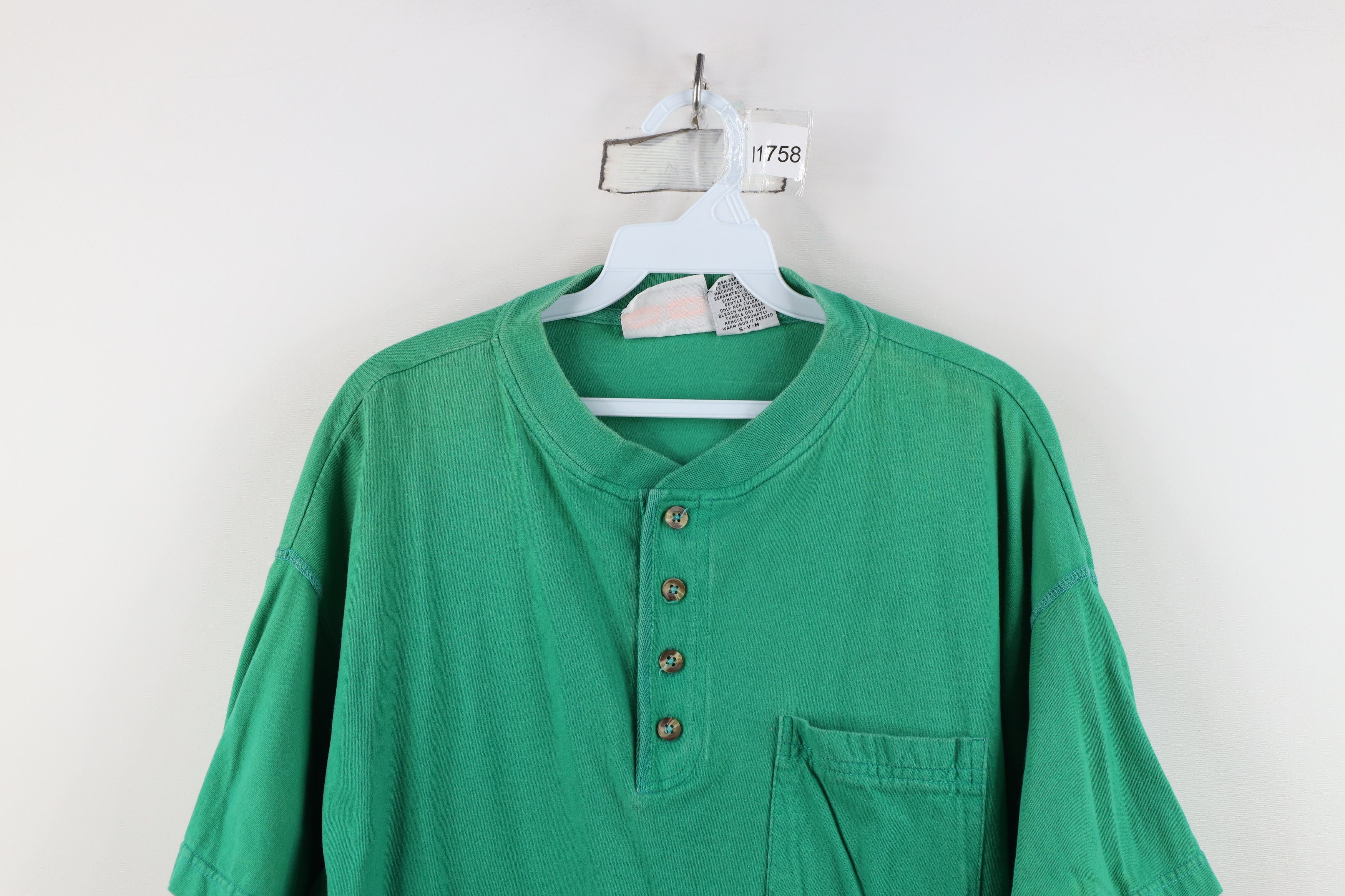 Vintage Vintage 90s Streetwear Baggy Fit Pocket Henley T-Shirt Green Size US XL / EU 56 / 4 - 2 Thumbnail