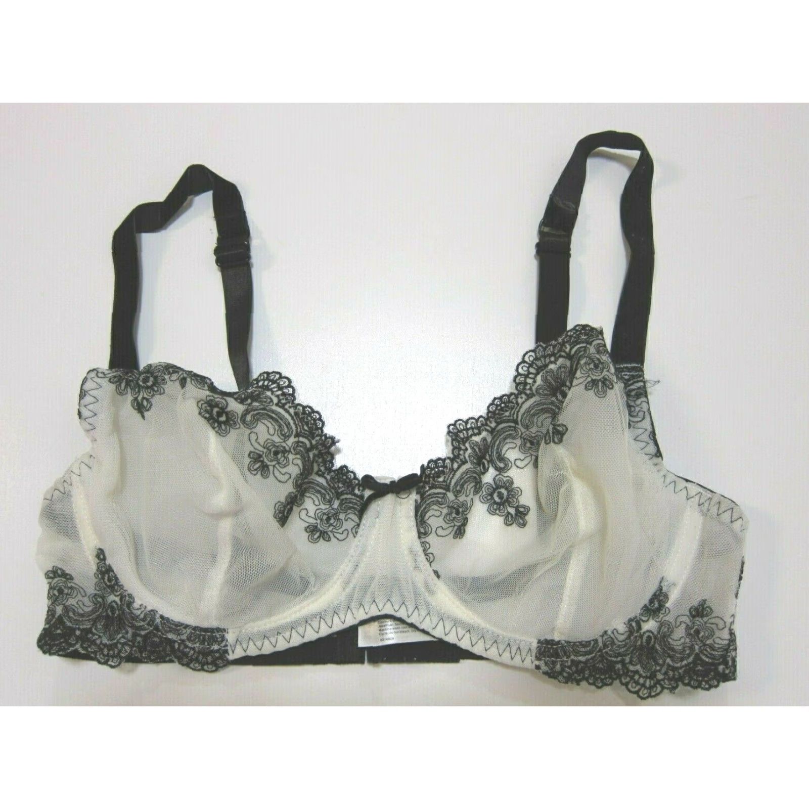Vintage VINTAGE Blush White Black Lace Embroidered Sheer Underwire Sexy Bra Women 34C Size ONE SIZE - 2 Thumbnail