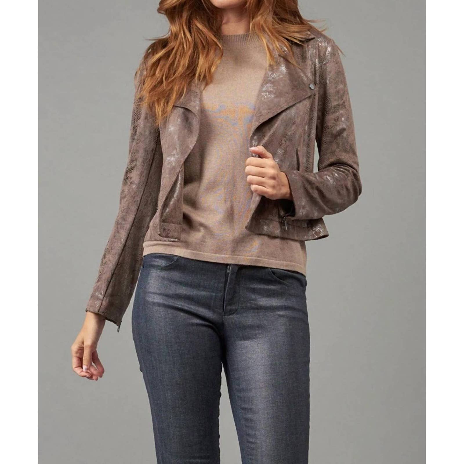 Lola & Sophie Suede Foil Python Jacket In Brown | Grailed