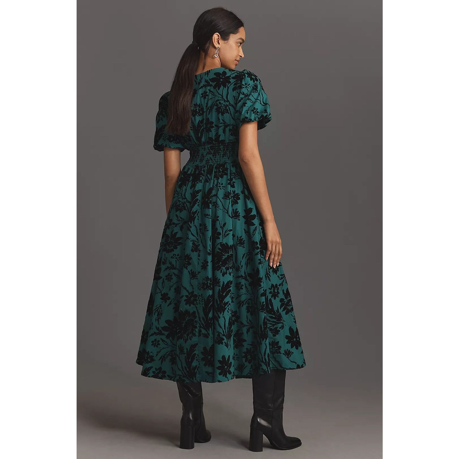 Anthropologie NWT The Katerina Button-Front Dress $198 XXS 00 Dark Green Size XXS / US 00 / IT 34 - 2 Thumbnail