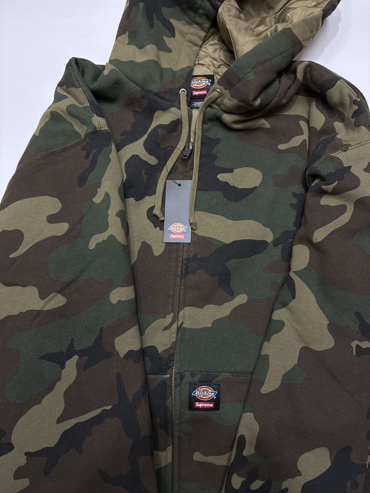 Dickies × Supreme Supreme Dickies Quilted Lined Zip Up Hooded Sweatshirt Camo Size US XL / EU 56 / 4 - 3 Thumbnail