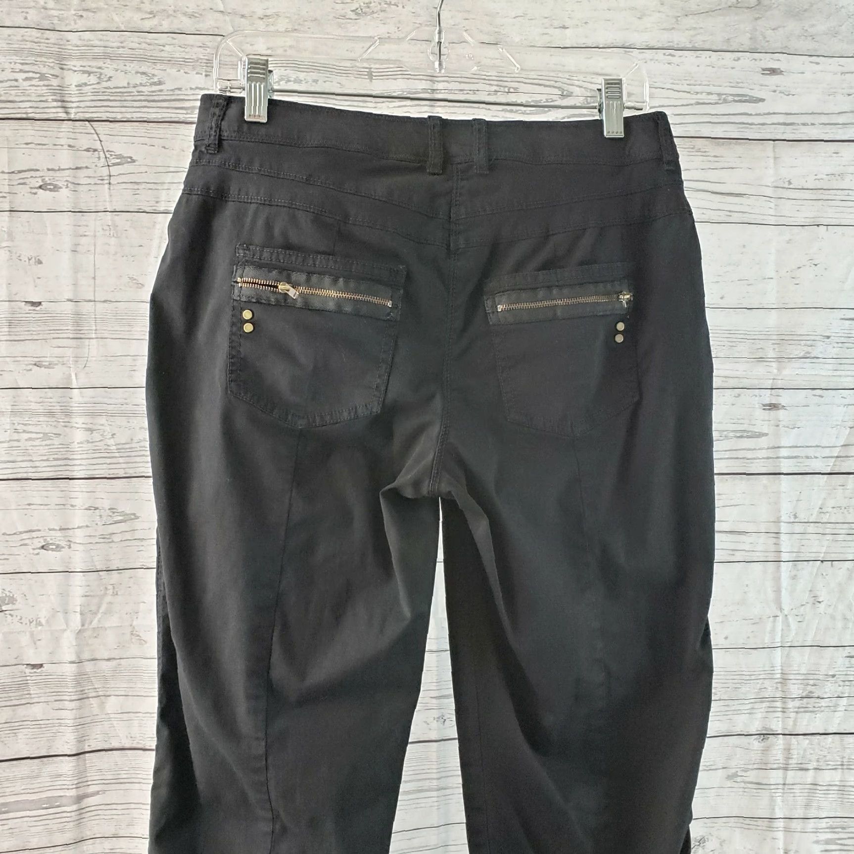 Vintage Chico's Womens Pants Size 2 Solid Black Mid Rise Cotton Blend Skinny Denim-Style? (adjusting) Size 26" / US 2 / IT 38 - 4 Thumbnail