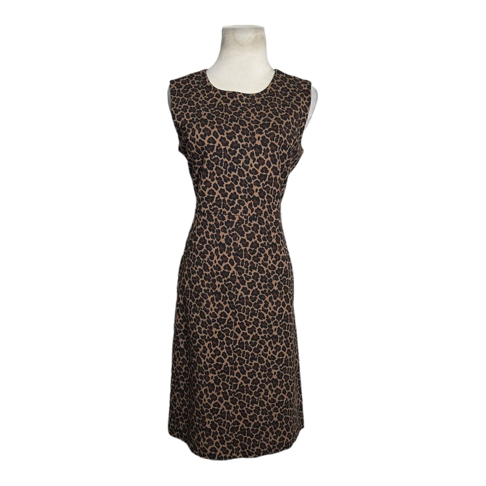 Lands' End Lands’ End brown animal print sleeveless sheath Dress size 8 Size M / US 6-8 / IT 42-44 - 9 Thumbnail