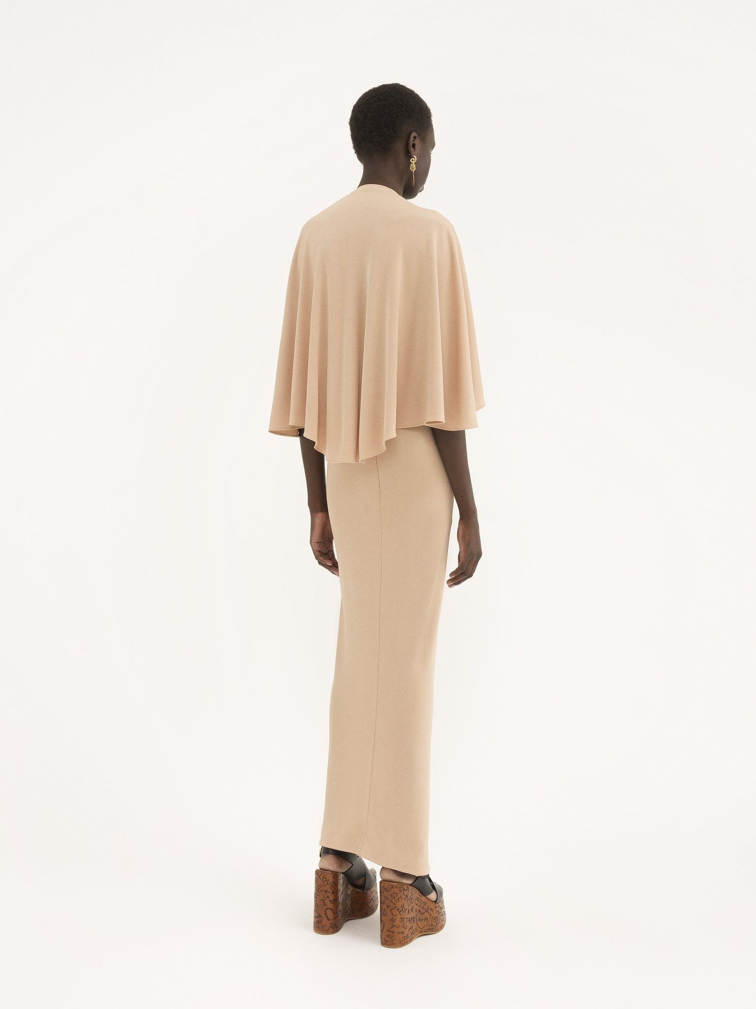Chloe o1loc1c11025 Long Cape Dress in Delicate Pink Size XS / US 0-2 / IT 36-38 - 4 Thumbnail