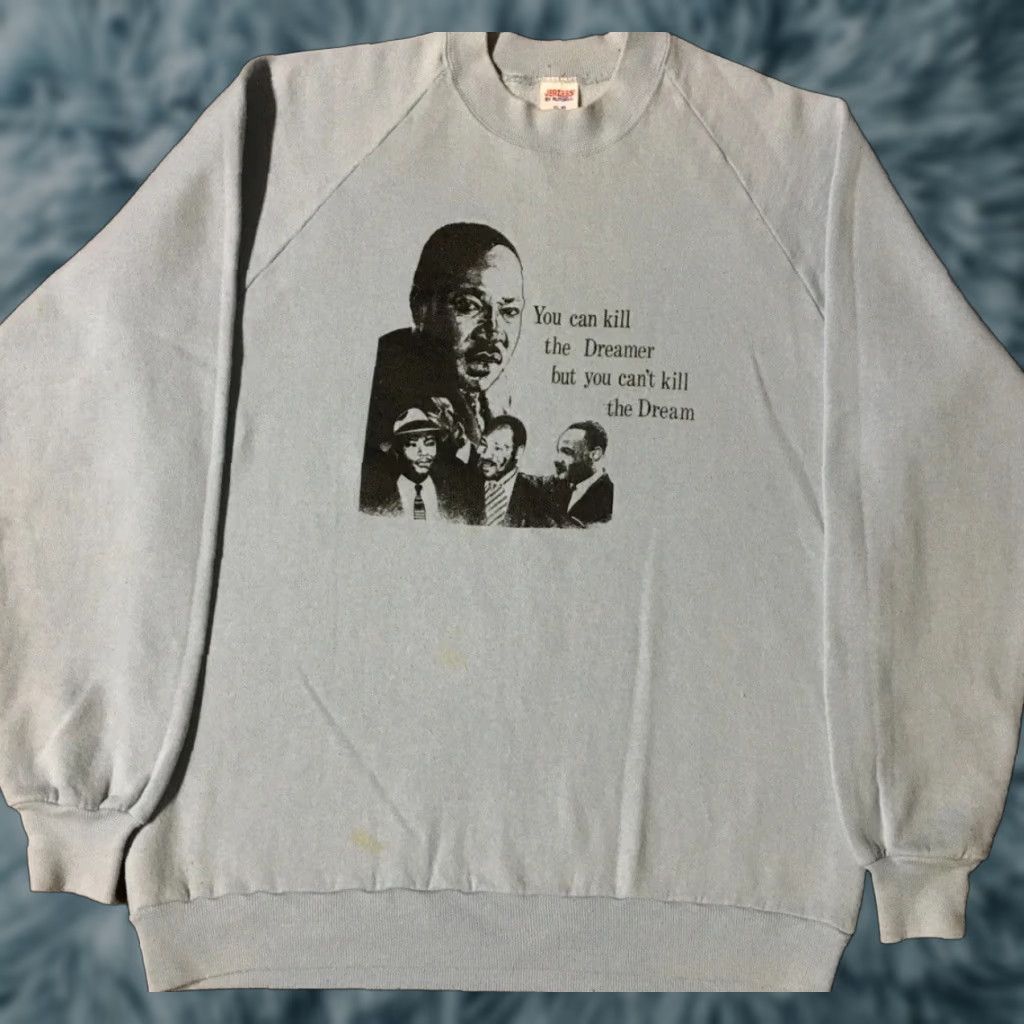 Vintage VINTAGE Martin Luther King You Cant Kill The Dream Sweatshirt M Crew Neck MLK 80s 90s Blue Mens Hoodie Sweatshirt Nightingale? Size US M / EU 48-50 / 2 - 1 Thumbnail