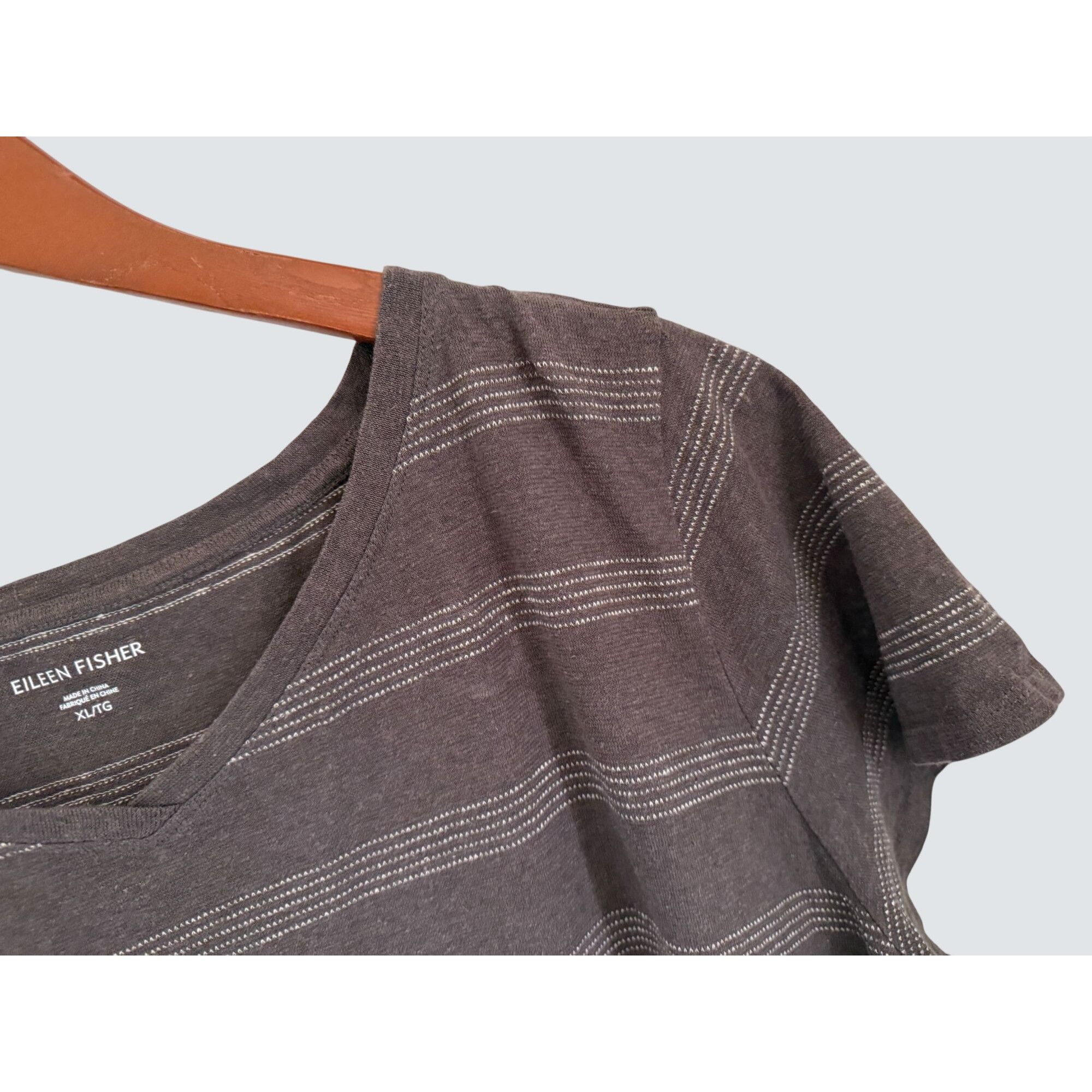 Eileen Fisher Eileen Fisher T-Shirt Tunic Linen Organic Cotton Brown Strip Size XL / US 12-14 / IT 48-50 - 3 Thumbnail