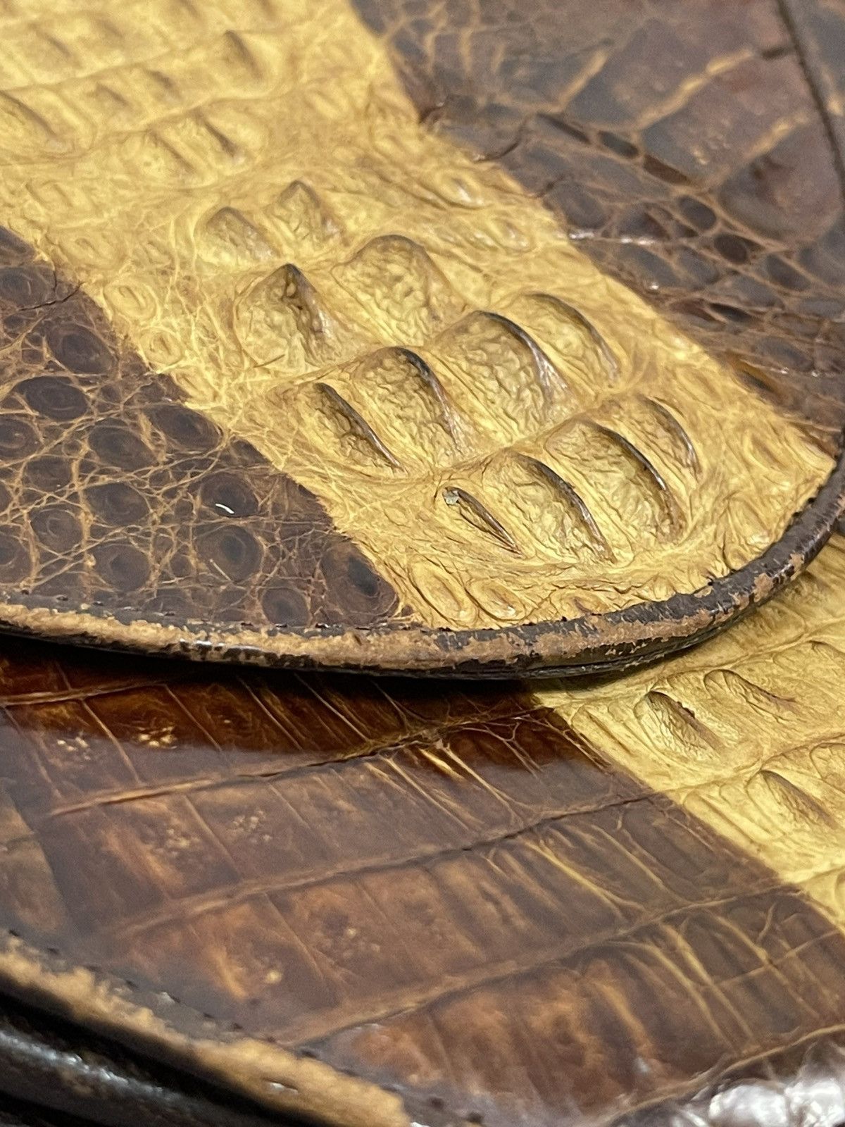 Leather Crocodile Skin Patina Vtg Unknown Japan Cross Body Bag 1🟩1 Size ONE SIZE - 14 Thumbnail