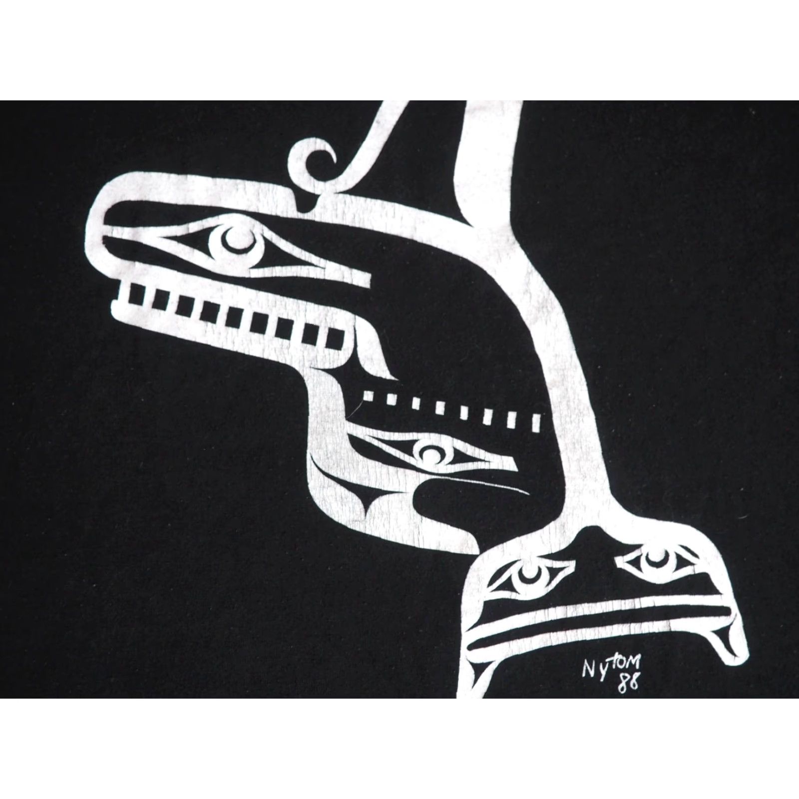 Jerzees VTG 80s Jerzees Coast Salish PNW Orca Whale Art USA Black Tee T-Shirt Mens XL Size US XL / EU 56 / 4 - 5 Thumbnail