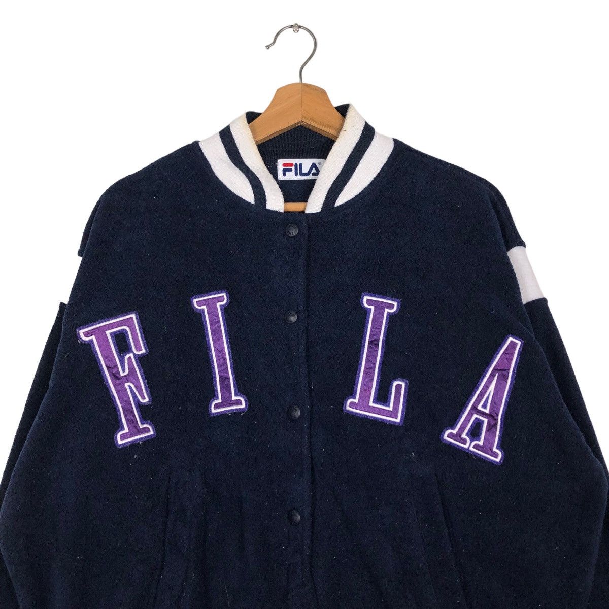 Japanese Brand 🔥Vintage Bomber Jacket Fila Big Logo Spell Out Design Size US S / EU 44-46 / 1 - 2 Thumbnail