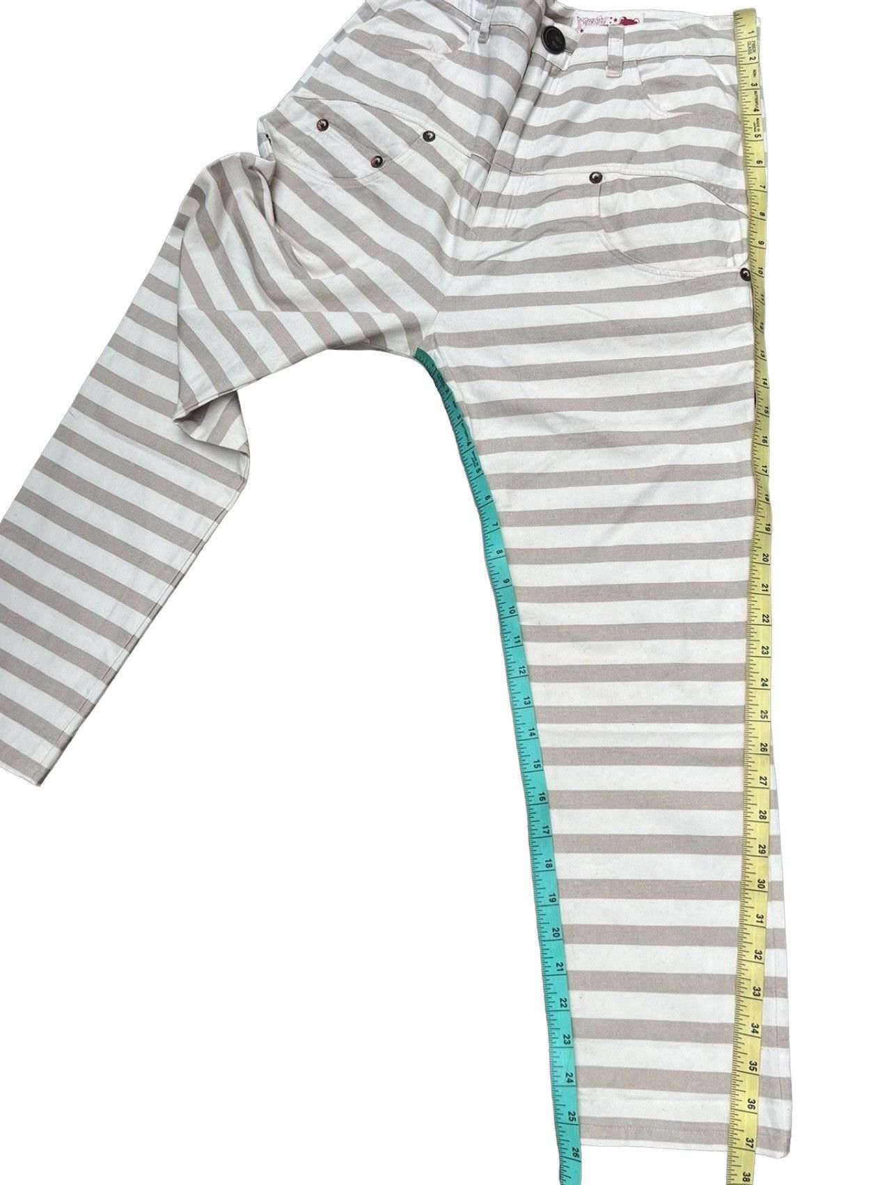 Vintage The Candy Japan Border Striped Cropped Pant Drop Crotch Size US 31 - 5 Thumbnail