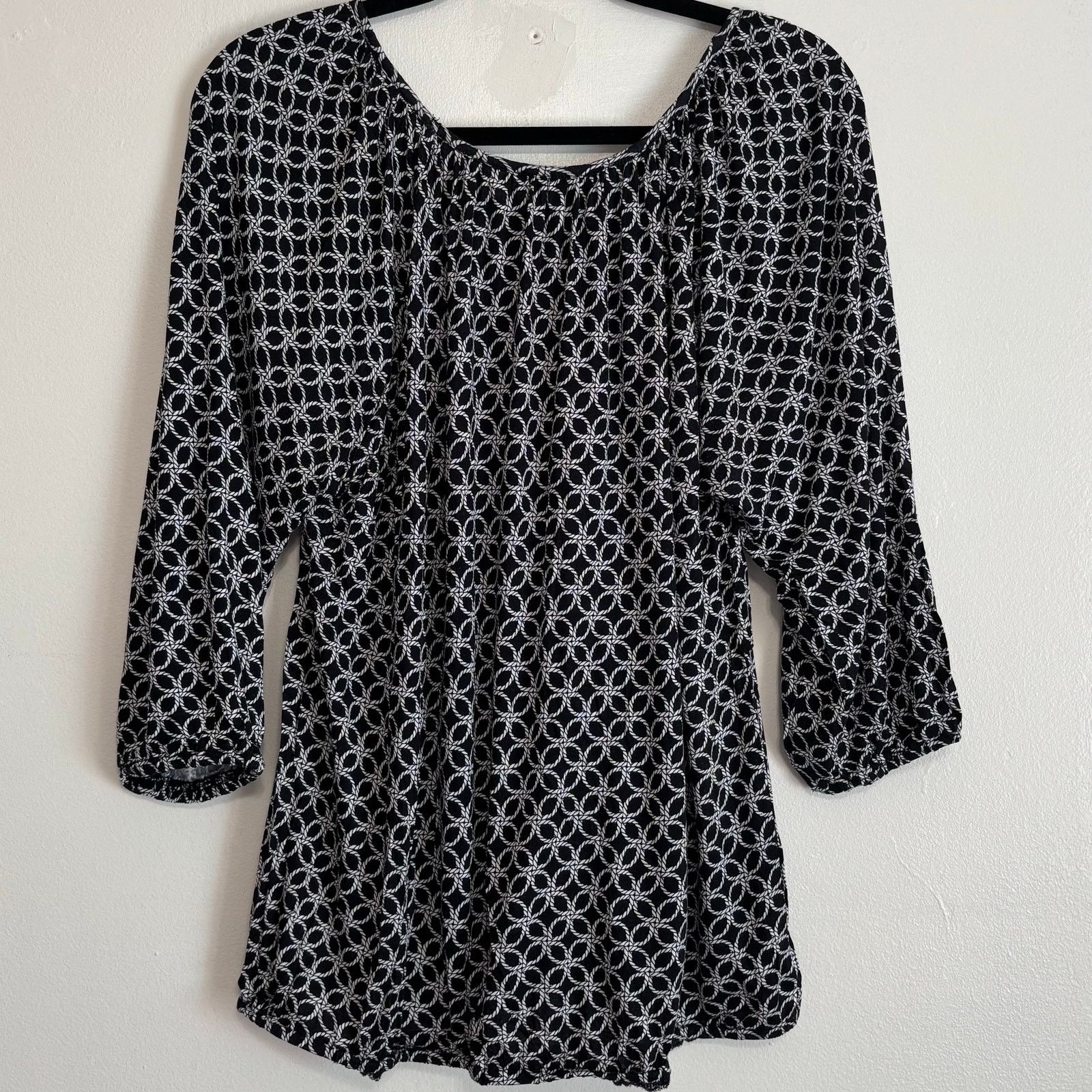 Michael Kors MICHAEL Michael Kors Black Blouse White Rope Design Size 1X Size XXL / US 16-18 / IT 52-54 - 2 Thumbnail