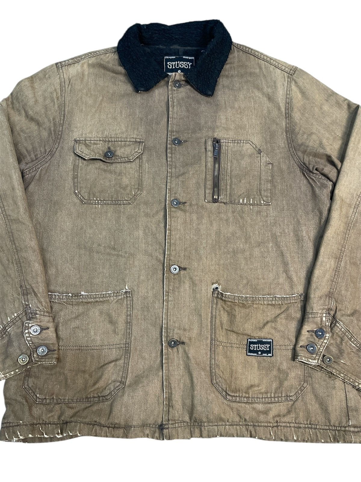 Stussy Vintage Stussy Sherpa Linen Distressed Jacket Size US XL / EU 56 / 4 - 3 Thumbnail