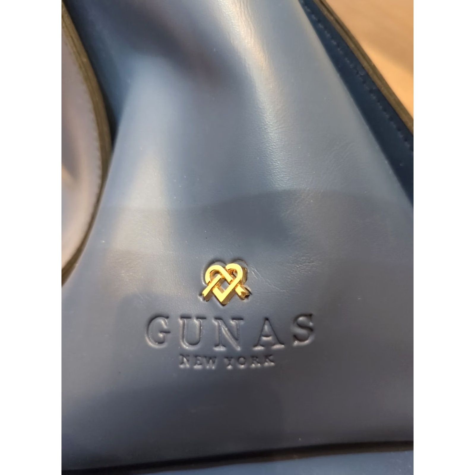 Vintage Gunas vegan leather navy purse handbag Shoulder Strap Large Women Navy Brown Gold 15in 11in 10in Detachable Strap Vintage: No Size ONE SIZE - 5 Thumbnail