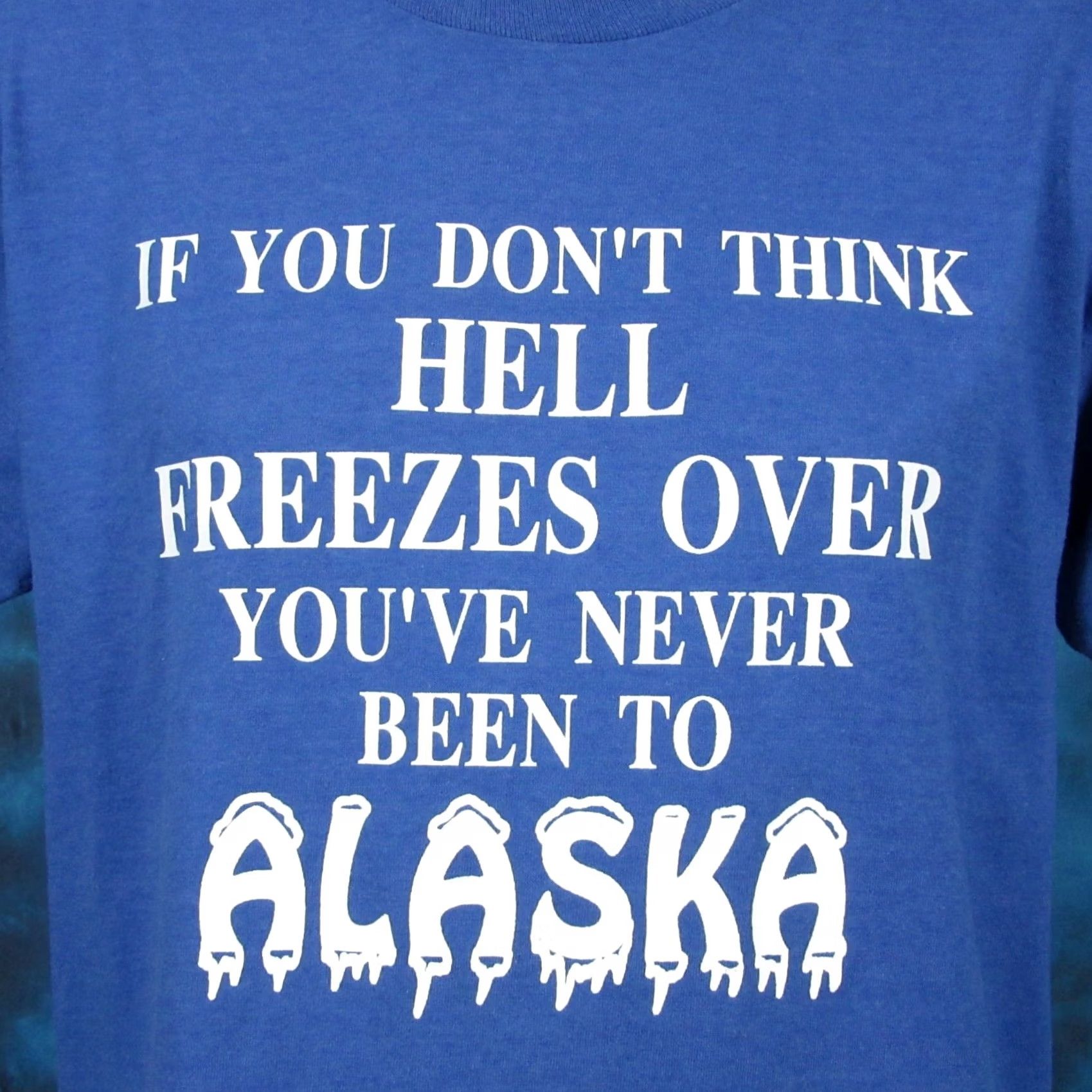 Vintage VINTAGE 80s YOU’VE NEVER BEEN TO ALASKA - HELL FREEZES OVER T-Shirt M single stitch Men Size US M / EU 48-50 / 2 - 2 Thumbnail