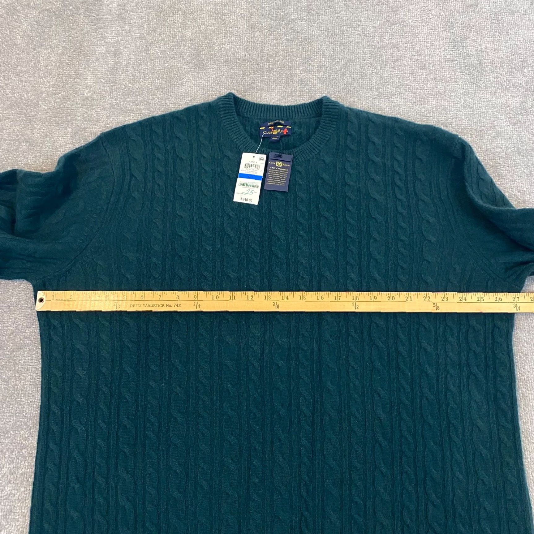 Club Room VINTAGE Club Room Cashmere Sweater Mens XLT Crew Neck Pullover Knit Winter Green 2-Ply Cable Knit Size US XL / EU 56 / 4 - 6 Thumbnail