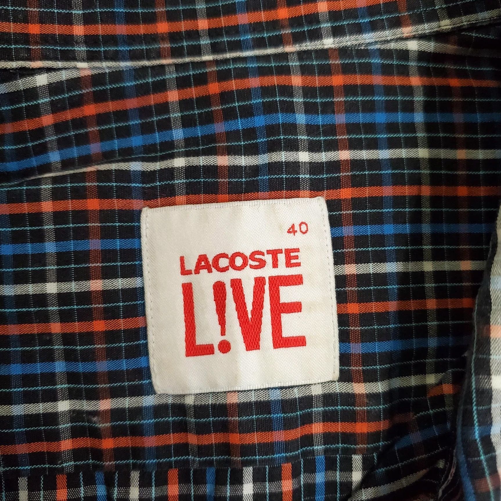 Lacoste Lacoste L!VE Shirt Mens 40 Blue Orange Plaid Short Sleeve Button Up Casual Size US L / EU 52-54 / 3 - 5 Thumbnail