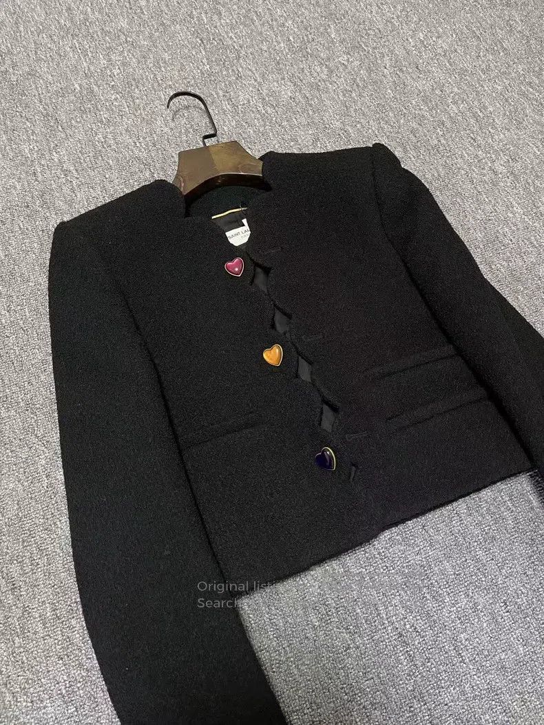 Saint Laurent Paris Saint Laurent Paris Black Short Wool Jacket with Heart But Size XS / US 0-2 / IT 36-38 - 4 Thumbnail