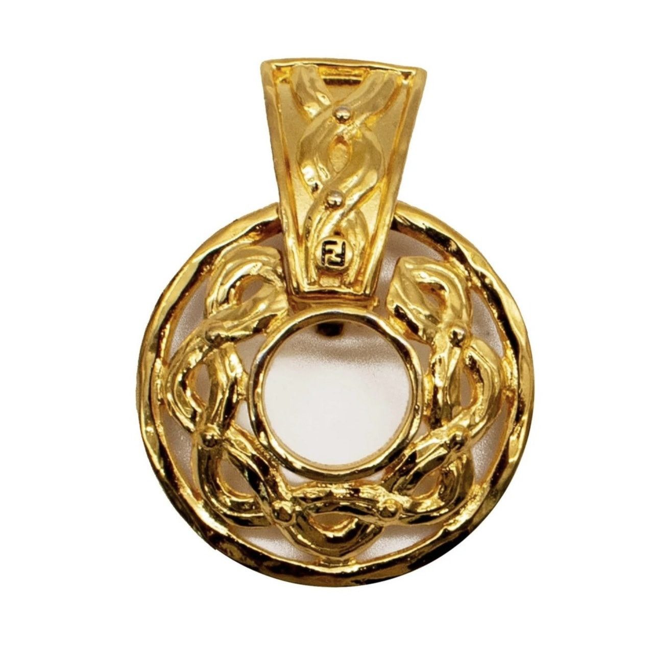 Fendi FENDI Gold-Plated Designer Runway Door Knocker Earrings Size ONE SIZE - 3 Thumbnail
