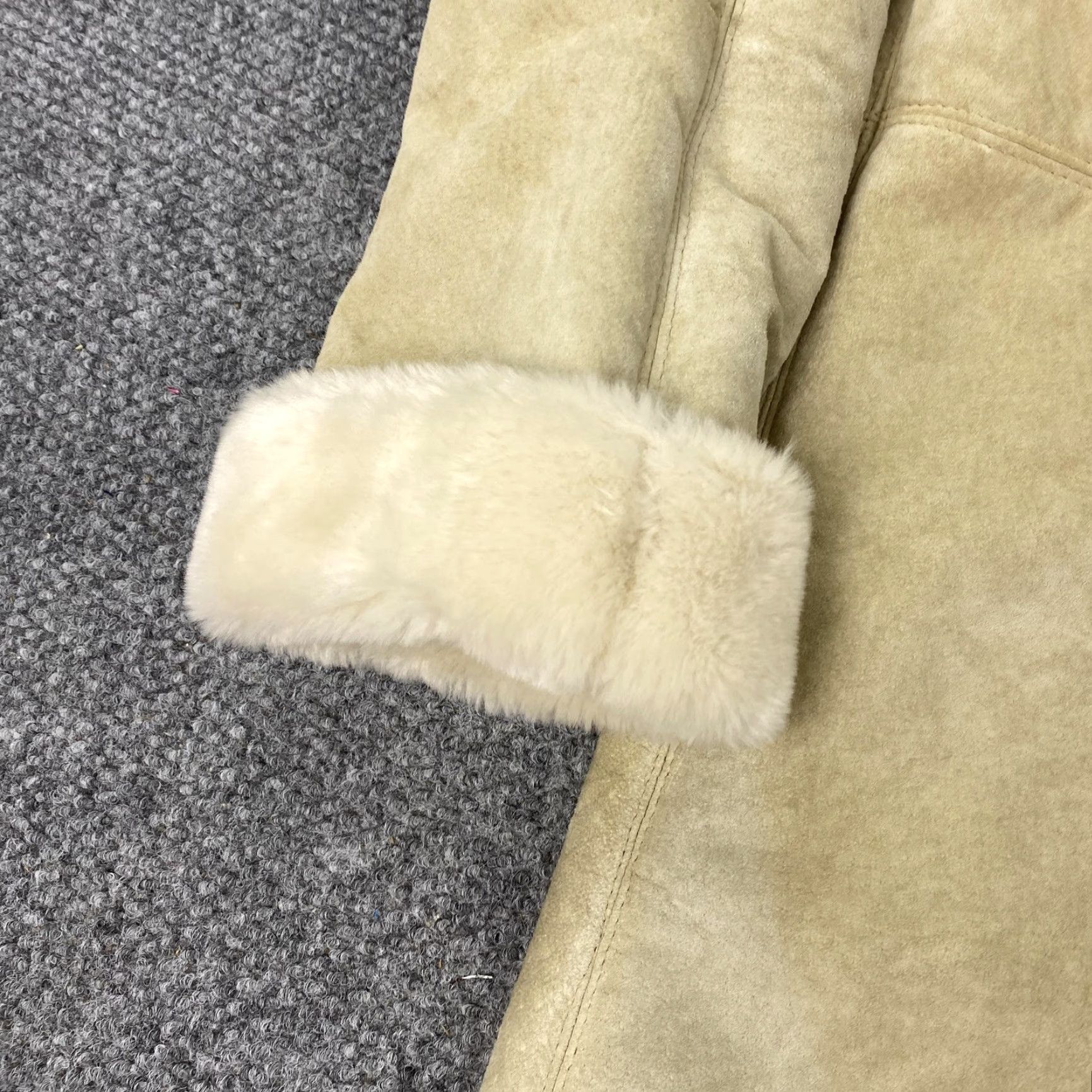 Jones New York JONES NEW YORK Leather Sport Coat Womens Large Tan Faux Shearling Zip Mid-Length Size L / US 10 / IT 46 - 4 Thumbnail