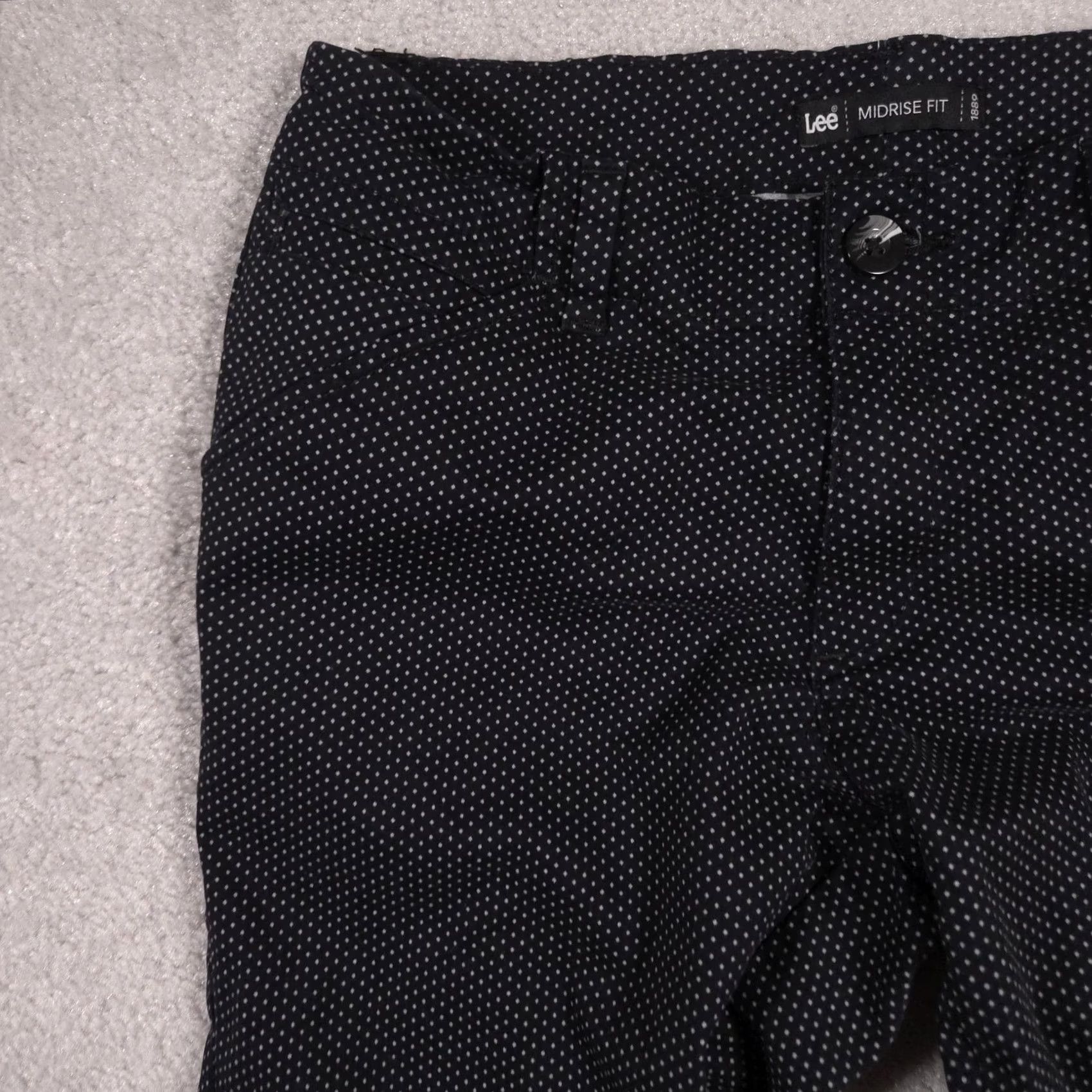 Lee Lee Pants Womens 10 Black White Polka Dot Midrise Stretch Ankle Cropped Pants Mens? Womens, 10, Black, Polka Dot, Lee, Zipper, Pockets Size 32" / US 10 / IT 46 - 3 Thumbnail