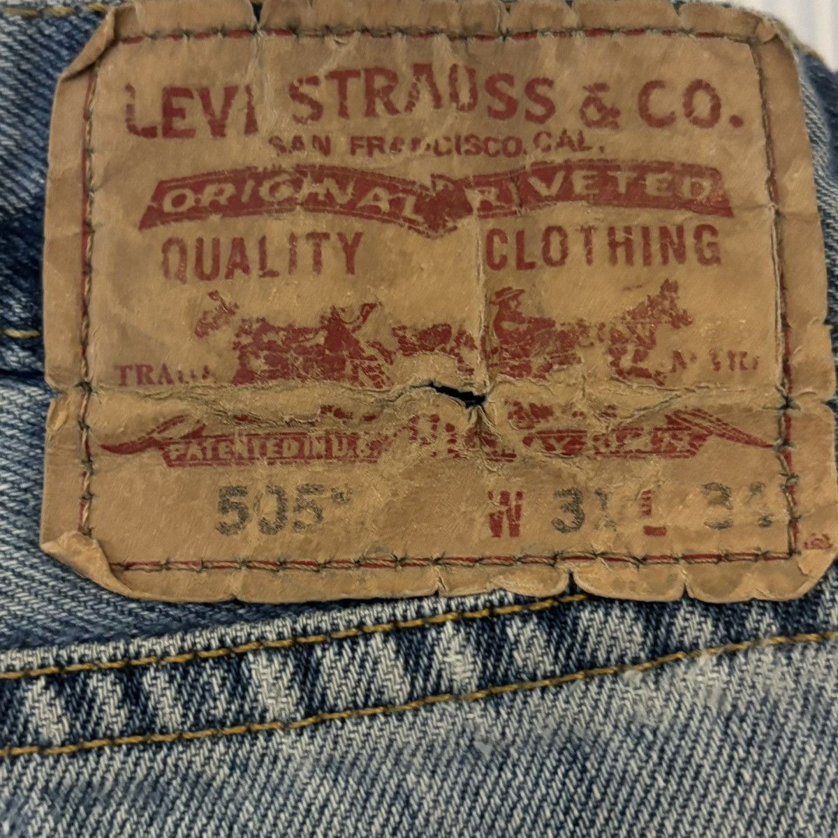 Levi's Levi’s 505 Handmade Shashiko Stiched Repaired Jeans Size US 31 - 10 Thumbnail