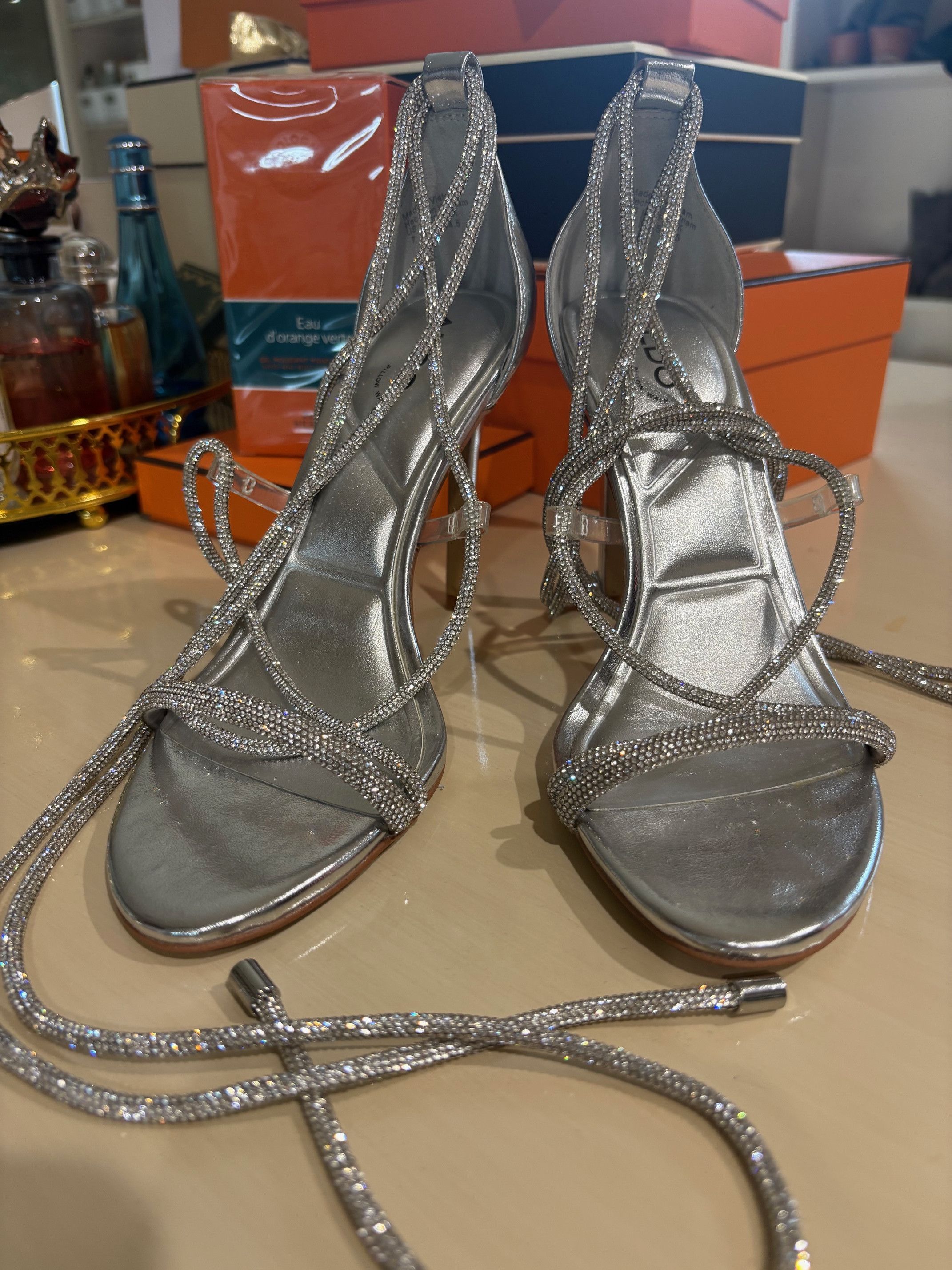 Aldo Aldo SIlver Bling Heels Size US 7 / IT 37 - 1 Thumbnail