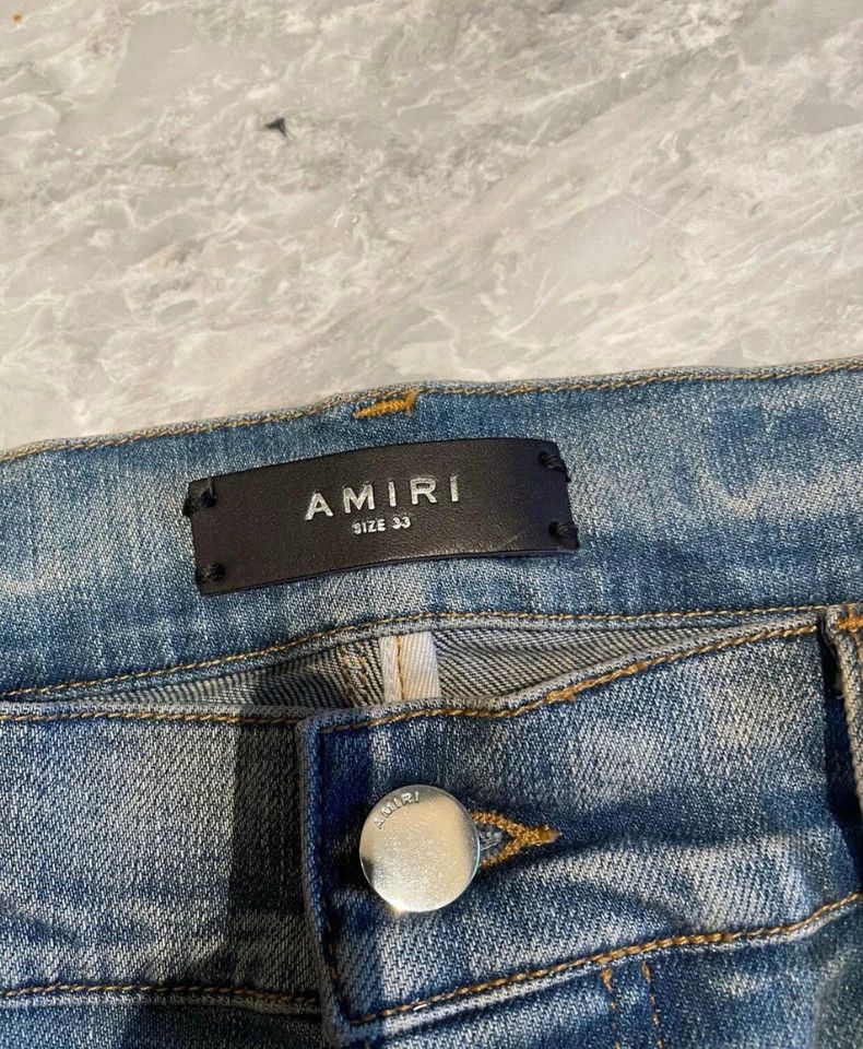 Amiri Amiri Apink floral patched blue denim pants Size US 33 - 2 Thumbnail