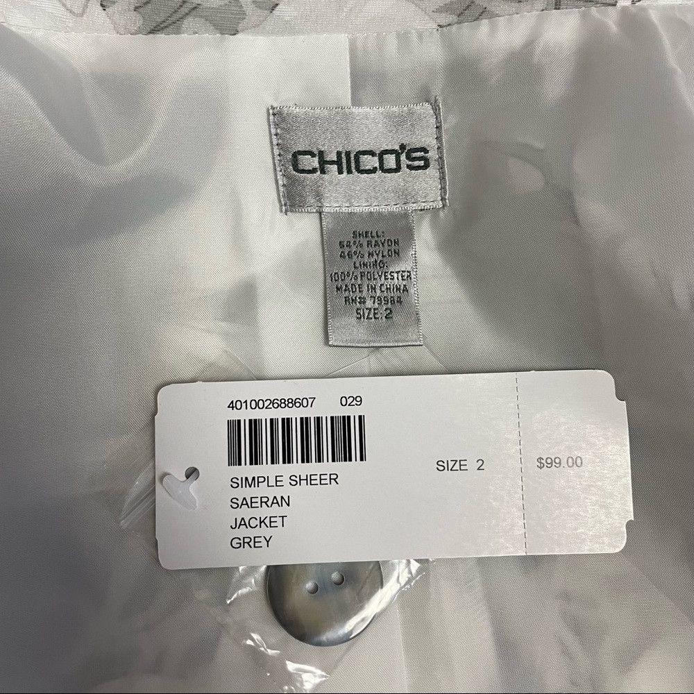 Chicos NWT New $99 Chico's Simple Sheer Saeran Grey Jacket Size 2 Size L / US 10 / IT 46 - 8 Thumbnail