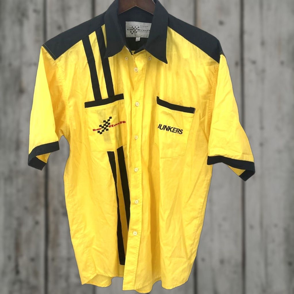 Vintage To Limit Motorsport Junkers Shirt Mens Large 41/42 Yellow Button Down READ Shirt Mens Large 41/42 Yellow 50s Vintage Theme Size US L / EU 52-54 / 3 - 1 Thumbnail