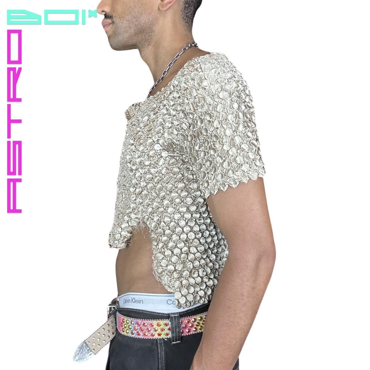 Other ASTROBOI* Gold Asymmetric Pleat Popcorn Crop Top - Medium Size US M / EU 48-50 / 2 - 5 Thumbnail