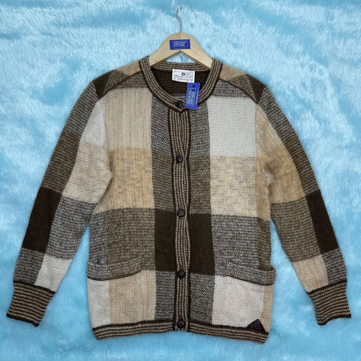 Etienne Aigner Etienne Aigner Vintage Knit Cardigan – Checkered Pattern Size M / US 6-8 / IT 42-44 - 1 Thumbnail
