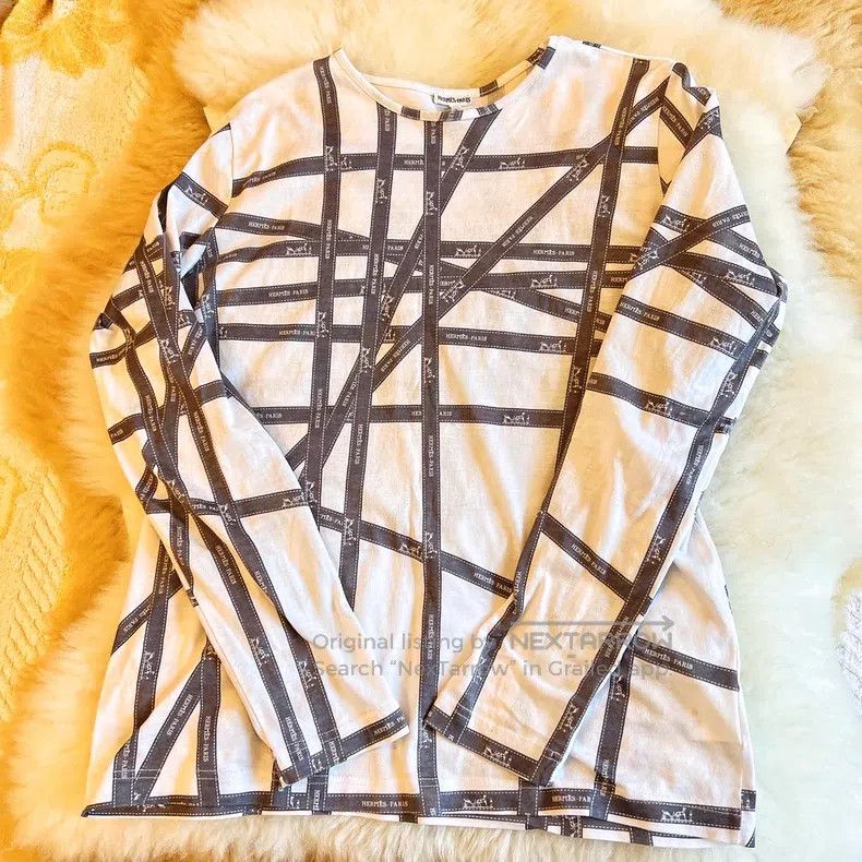 Hermes Hermes Vintage ribbon print long-sleeved T-shirt, 100% pur Size XS / US 0-2 / IT 36-38 - 2 Thumbnail