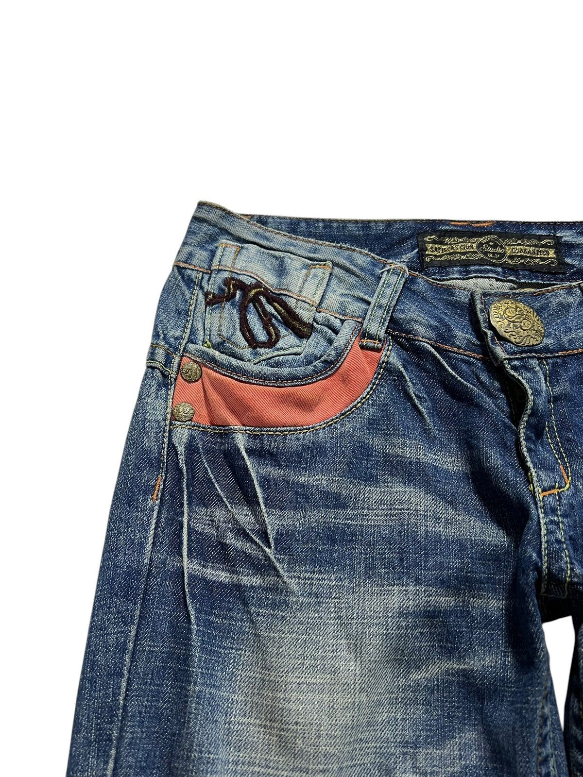 If Six Was Nine × Japanese Brand STUDIO R P&DENIM FLARE JEANS Size 29" - 7 Thumbnail