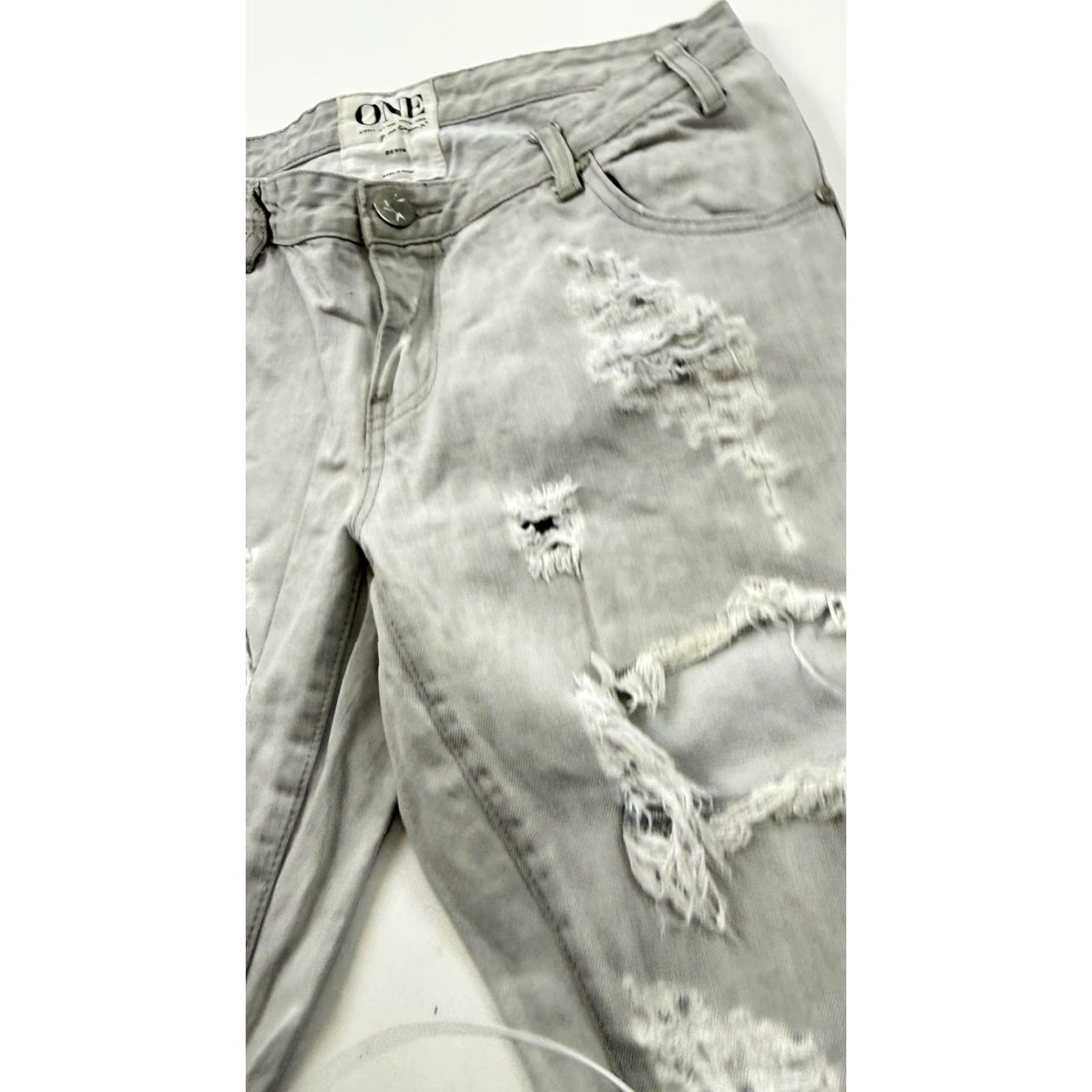 Vintage One Teaspoon Jeans Womens 28 Gray Distressed Trashed Free Birds Ankle Zip Skinny Size 28" / US 6 / IT 42 - 4 Thumbnail