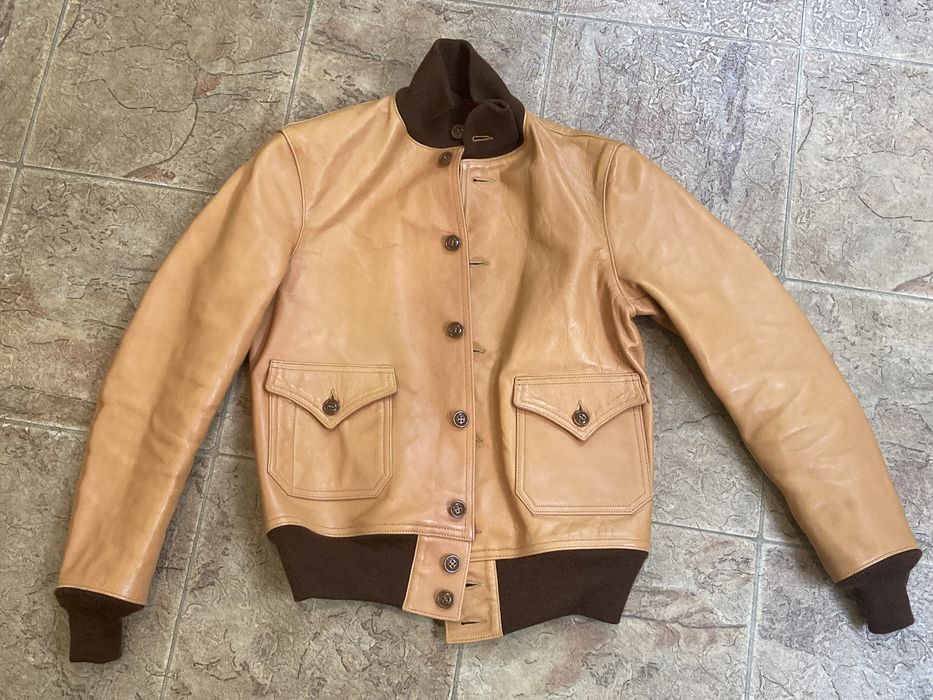 Freewheelers Freewheelers A-1 gold brown leather jacket size 36