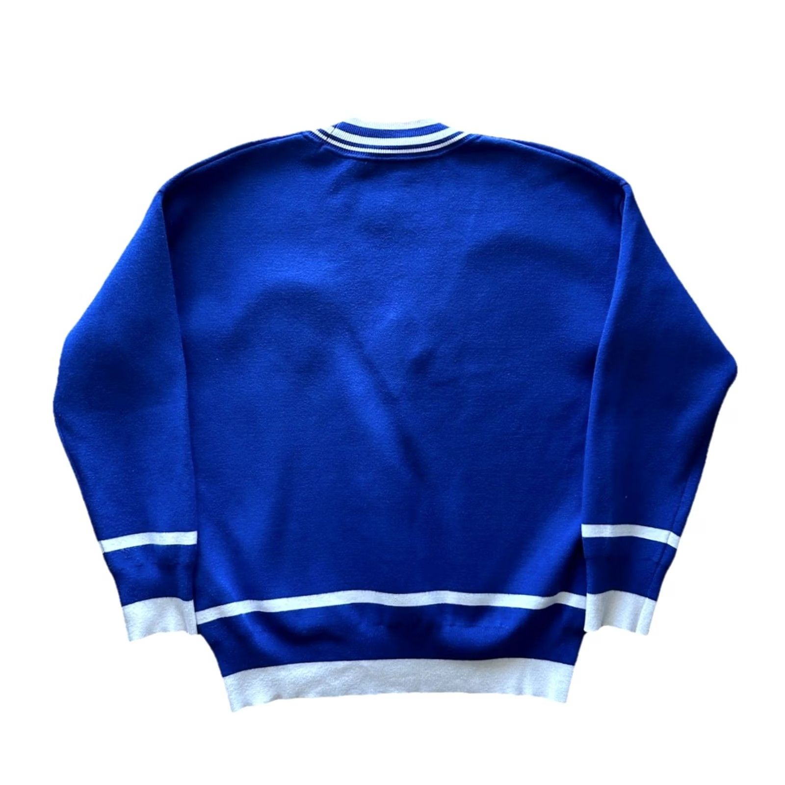 Sandro VINTAGE Sandro Paris V-Neck Polo Sweater Blue Cream Womens Small Regular Size S / US 4 / IT 40 - 3 Thumbnail
