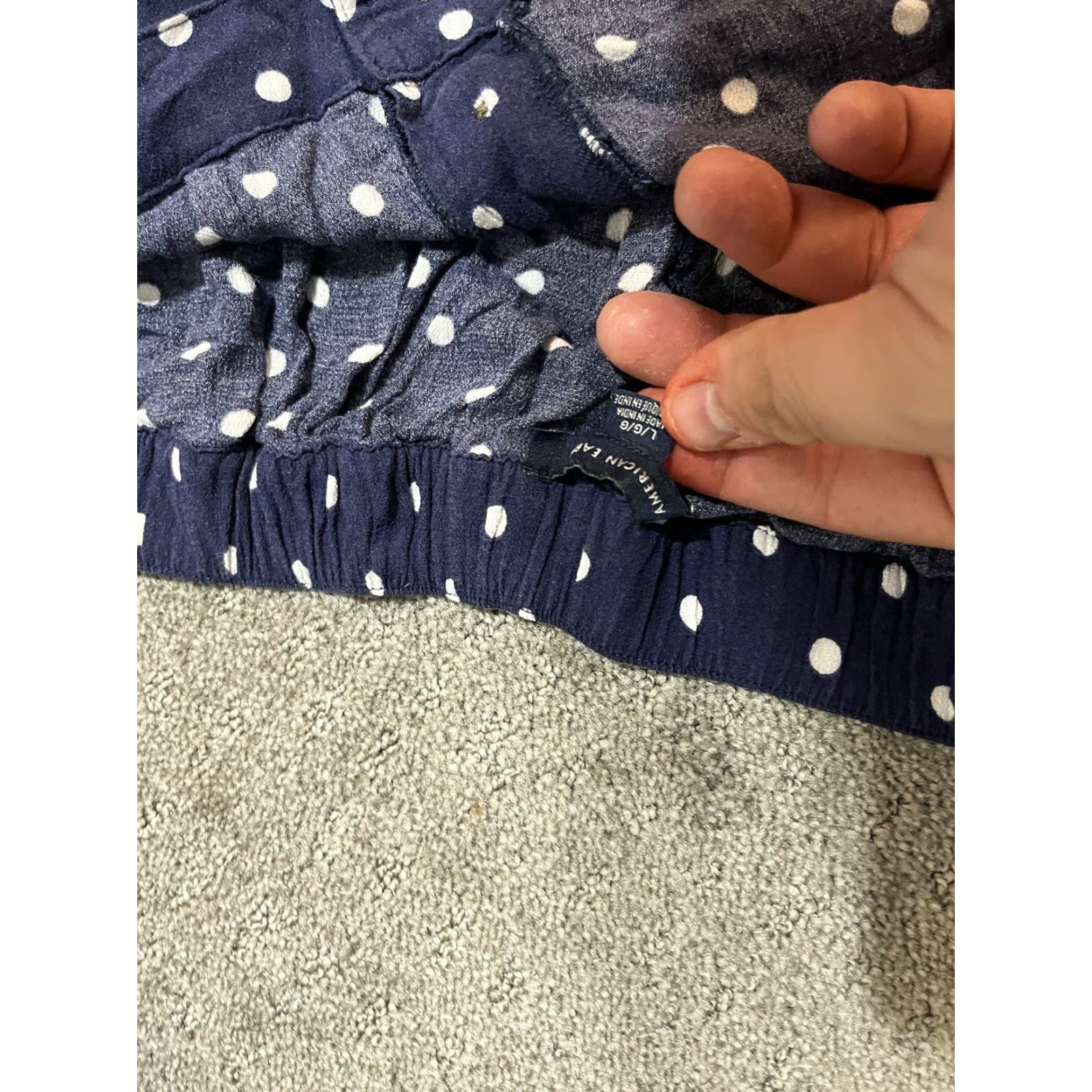American Eagle Outfitters VINTAGE American Eagle Cropped Pants Blue w/White Dots; Large L; Women, Cropped, Pants, Blue, 90s, Womens Size 36" / US 14 / IT 50 - 5 Thumbnail