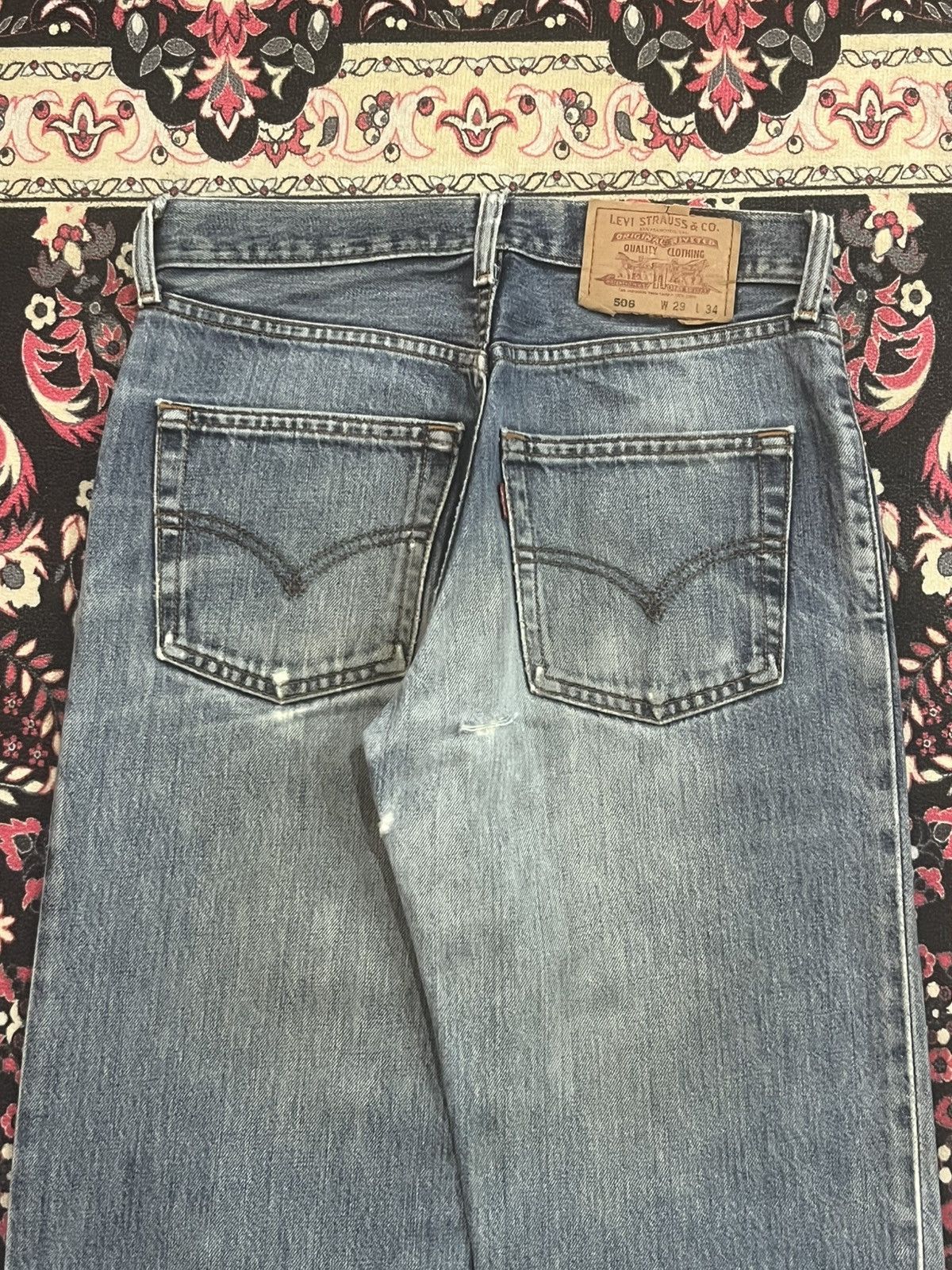 Levi's Y2K Levi’s 506 Blue Faded Washed Frayed Leg Straight Jeans Size US 29 - 7 Thumbnail