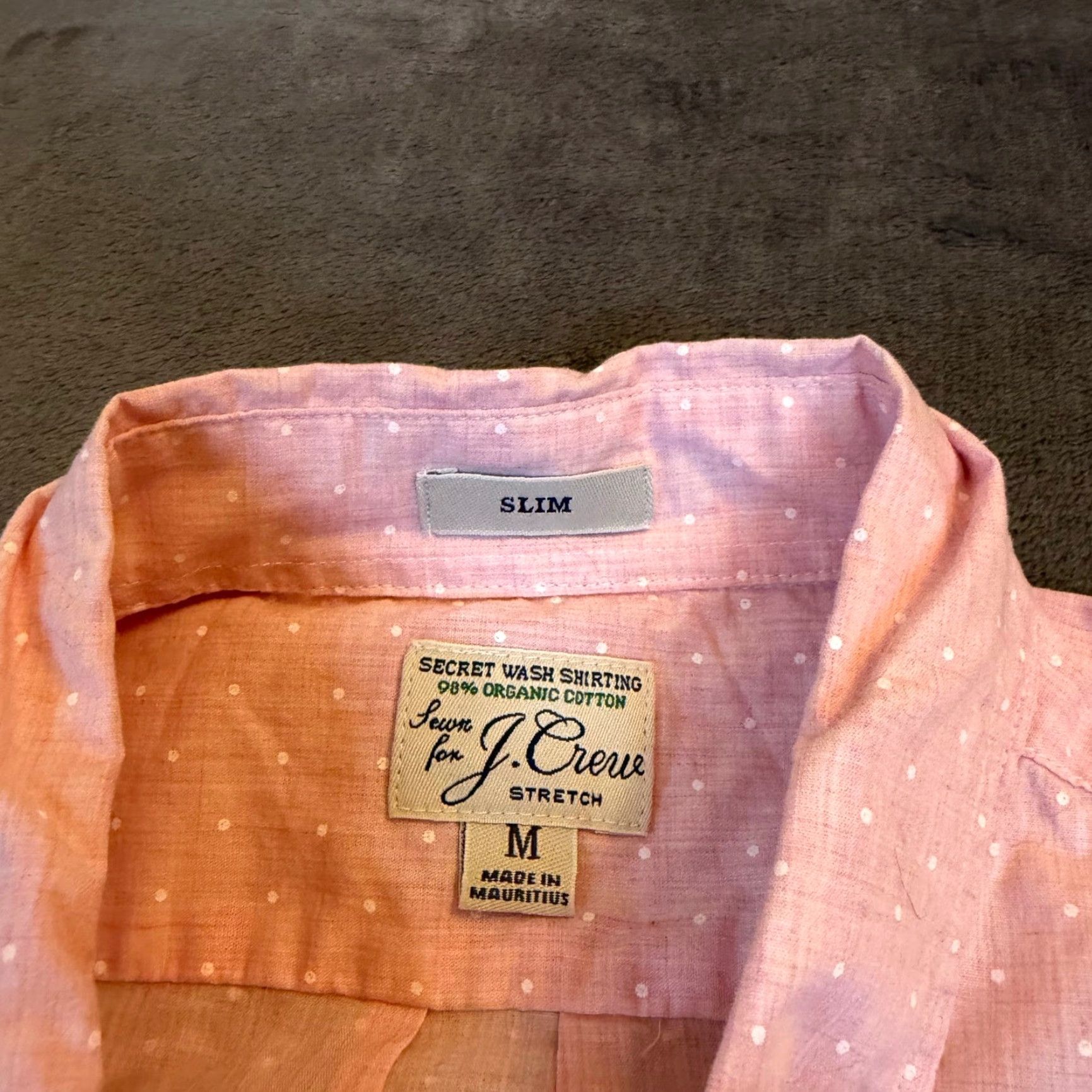 J.Crew J.Crew Slim Shirt Pink Polka Dot Organic Cotton Stretch Mens M Regular Button-Up Collared Long Sleeve Pocket Vintage No Size US M / EU 48-50 / 2 - 3 Thumbnail