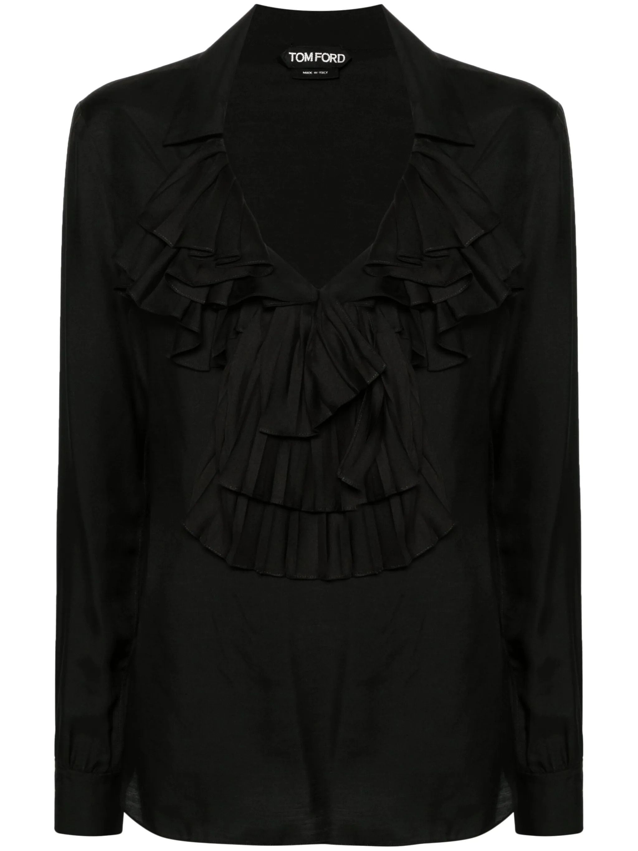 Tom Ford o1w1db10525 CA3267 Pleated Blouse in Black Size M / US 6-8 / IT 42-44 - 1 Thumbnail