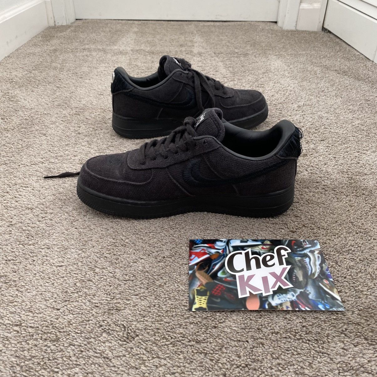 Nike × Stussy Stussy Nike Air Force 1 Low Black Hemp Sz 8.5 Size US 8.5 / EU 41-42 - 4 Thumbnail