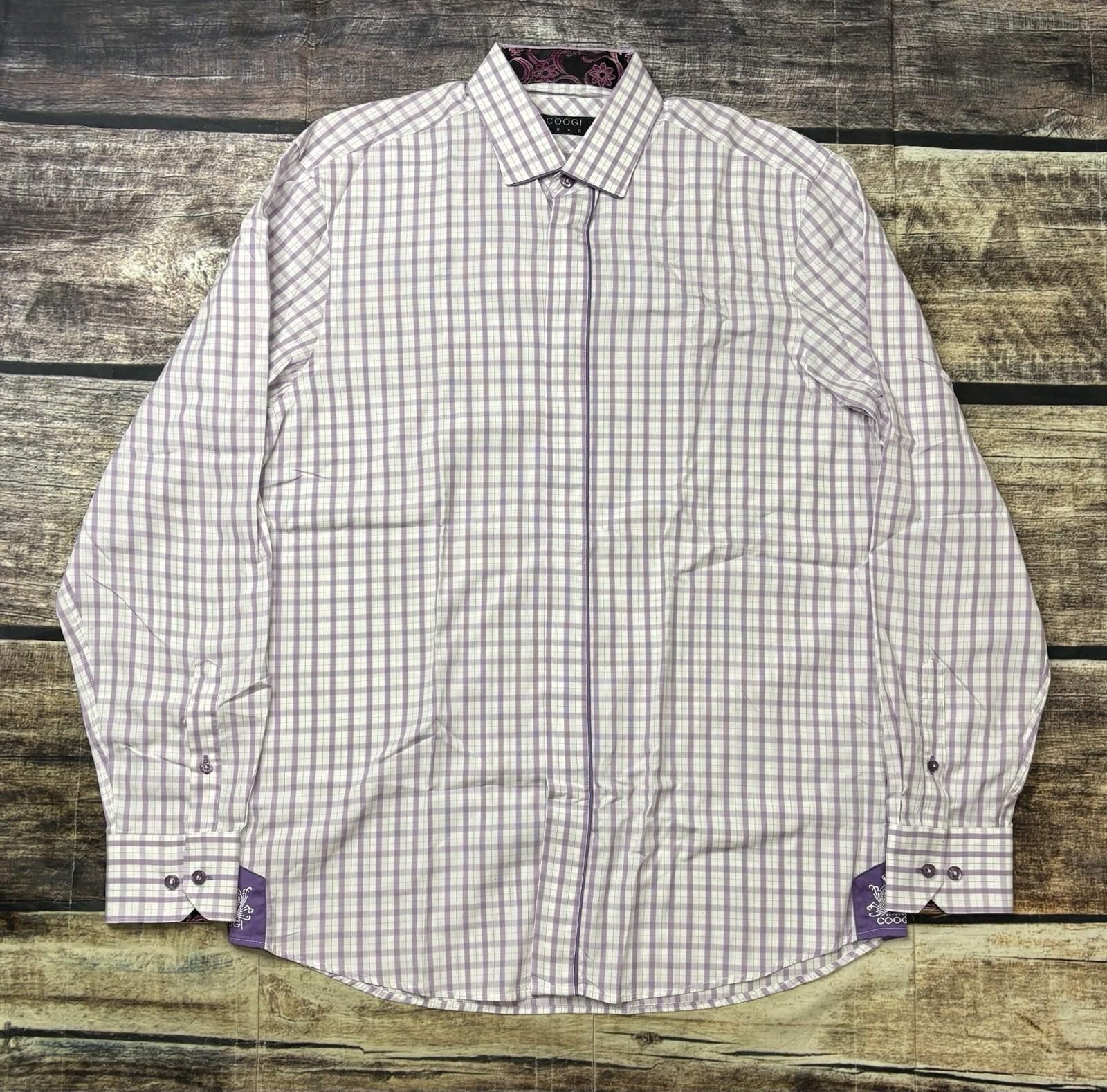 Coogi Coogi Luxe Dress Shirt Mens Large 15.5/17 Flip Check Purple Size 38R - 2 Thumbnail