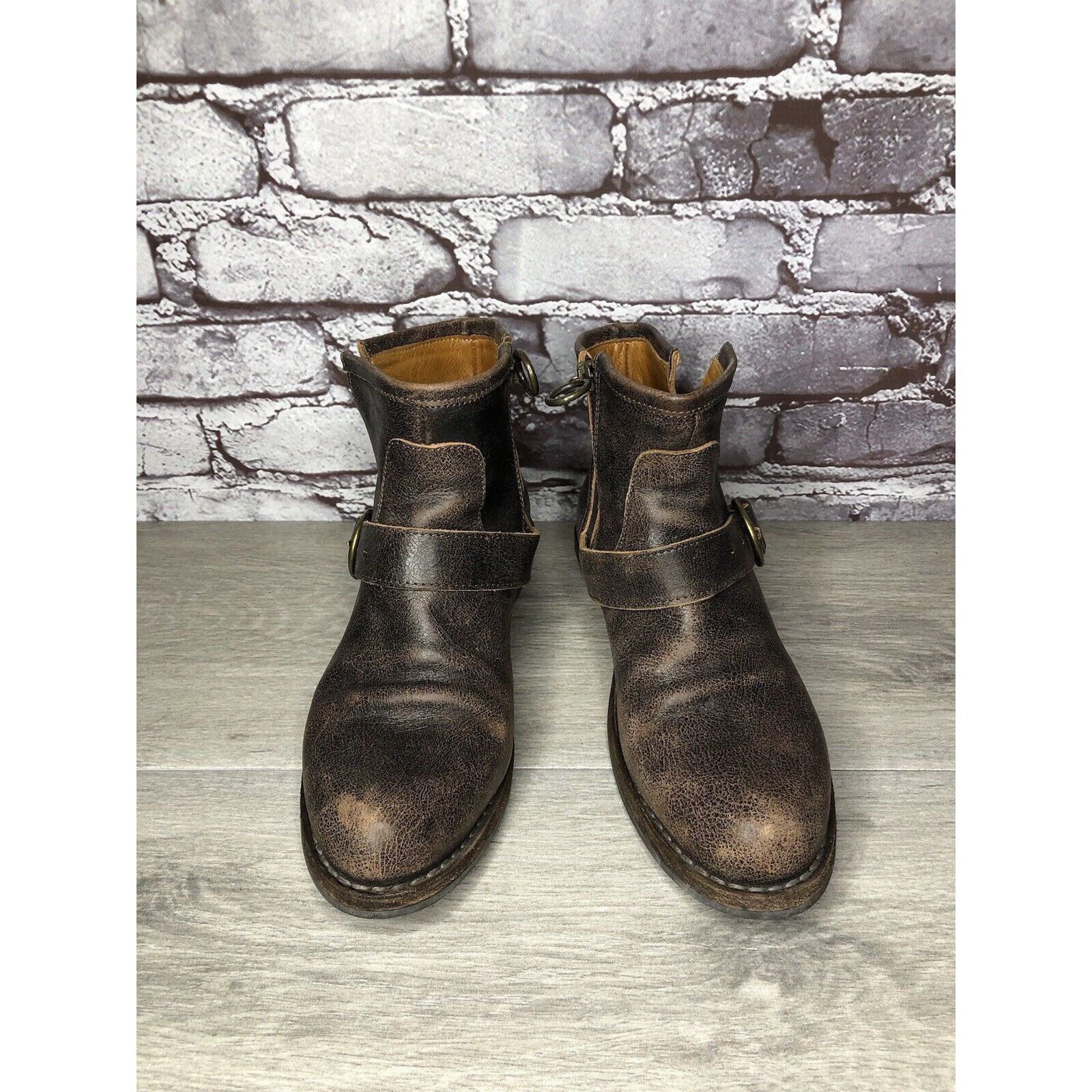 Fiorentini + Baker Fiorentini + Baker Brown Leather Side Zip Buckle Ankle Boots Size US 7 / IT 37 - 2 Thumbnail
