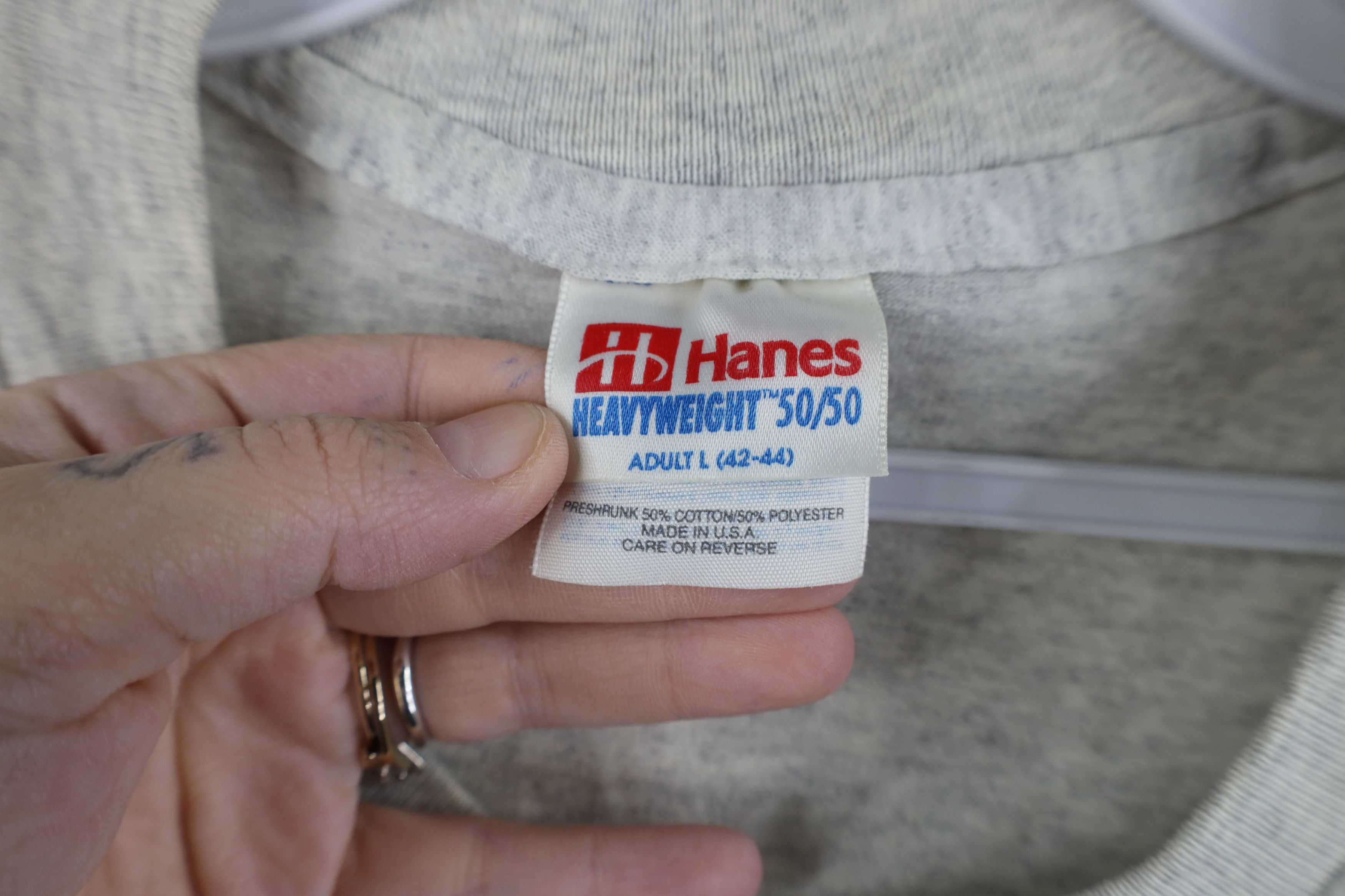 Hanes Vintage 90s Hanes Heavyweight Blank T-Shirt Heather Gray USA Size US L / EU 52-54 / 3 - 4 Thumbnail