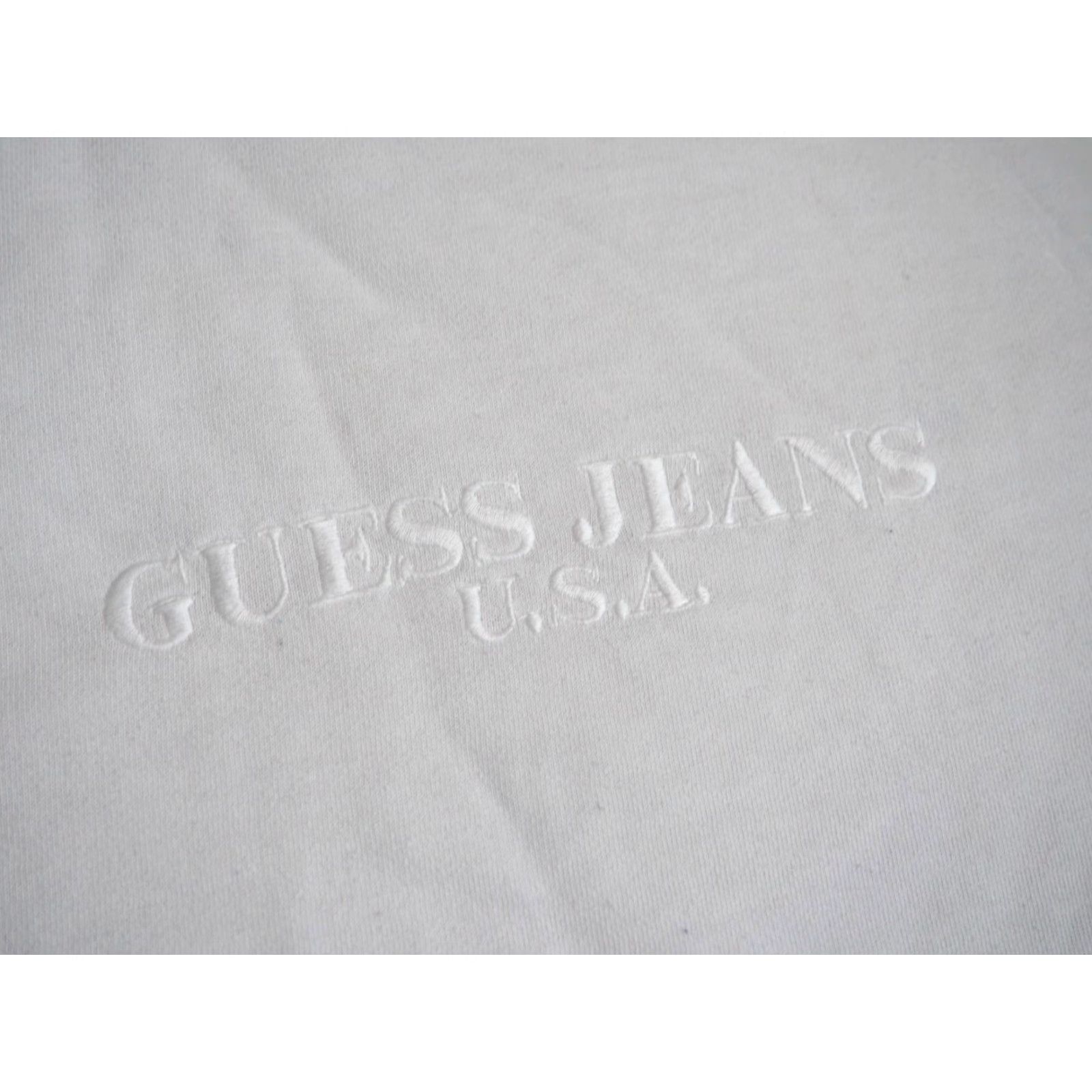 Guess VINTAGE GUESS Sweatshirt Unisex M White Crew Neck Pullover Logo USA Baggy Cotton Fleece Long Sleeve Winter Fall Spring All Seasons Mens Size US M / EU 48-50 / 2 - 4 Thumbnail