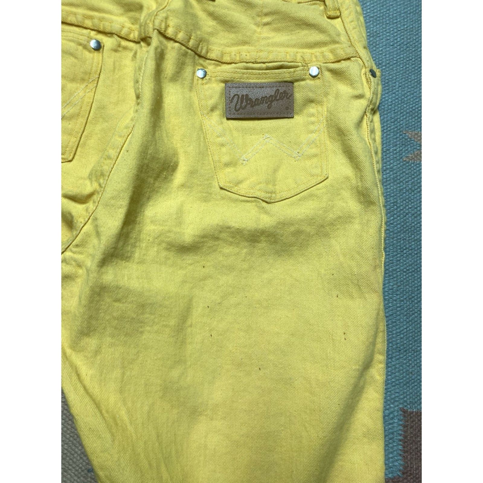 Wrangler VINTAGE Wrangler Jeans Canary Yellow Straight Women 15/16 Misses 60s Size 36" / US 14 / IT 50 - 4 Thumbnail