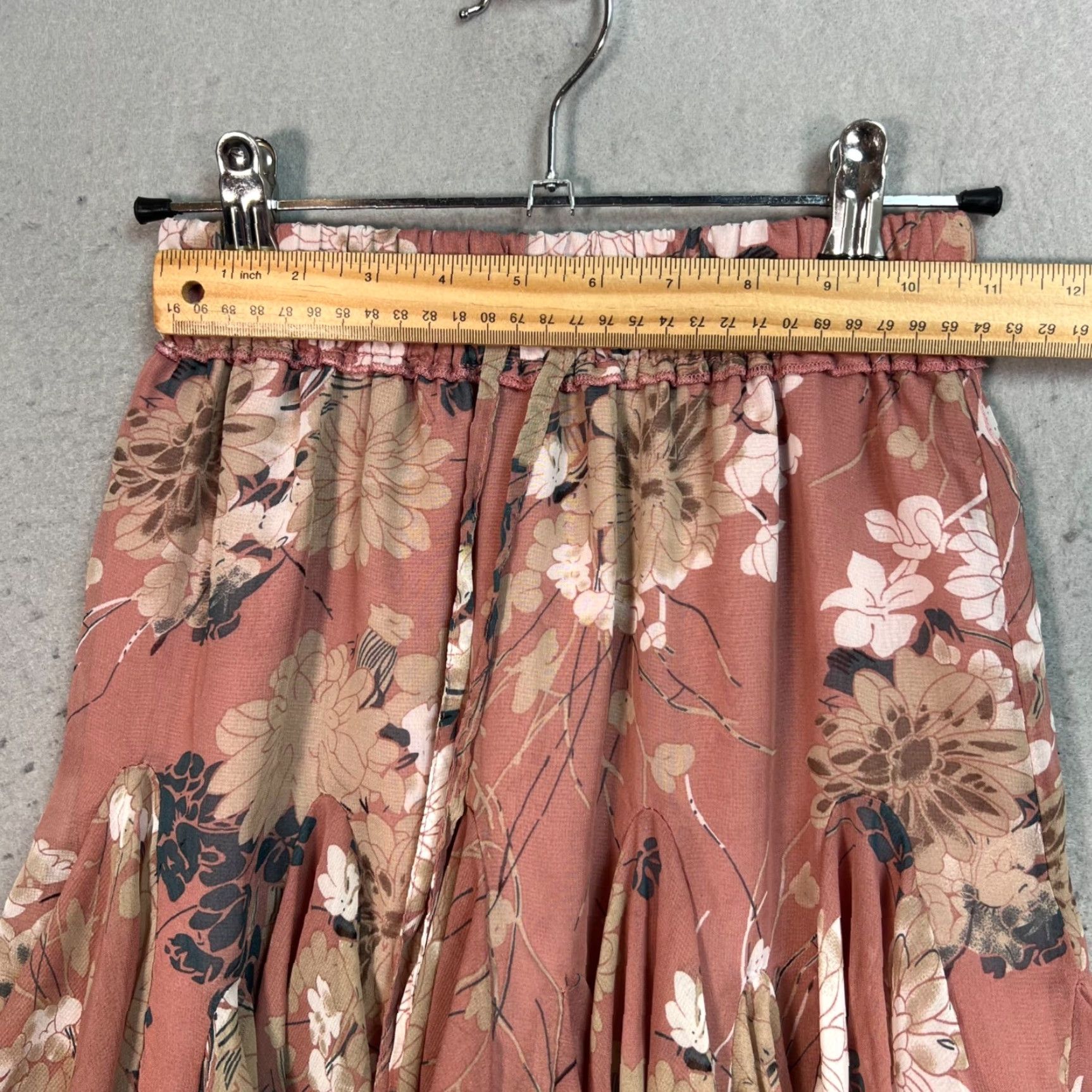 Pinko Indikah Skirt Womens XS Floral Ruffled Mini Pink Beige Polyester Short Summer, Spring Casual Womens XS Skirt Size 26" / US 2 / IT 38 - 5 Thumbnail