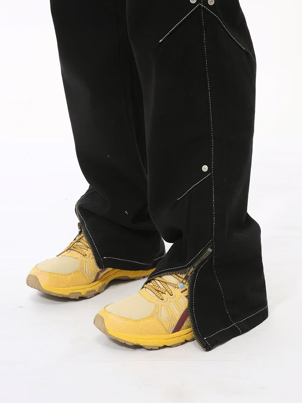 Japanese Brand × Jean Street Hip Hop Bright Line Design Patchwork Pocket Jeans Size US 30 / EU 46 - 2 Thumbnail