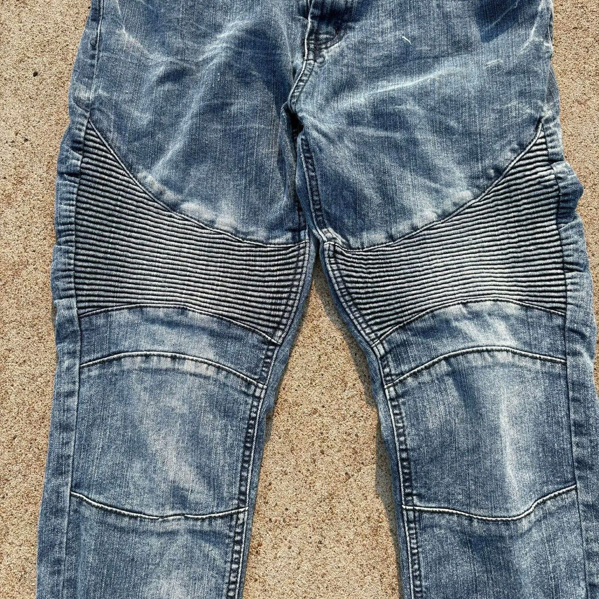 Japanese Brand Encrypted Biker Distressed Denim Jeans Panel Knee Moto Style Size US 32 / EU 48 - 6 Thumbnail