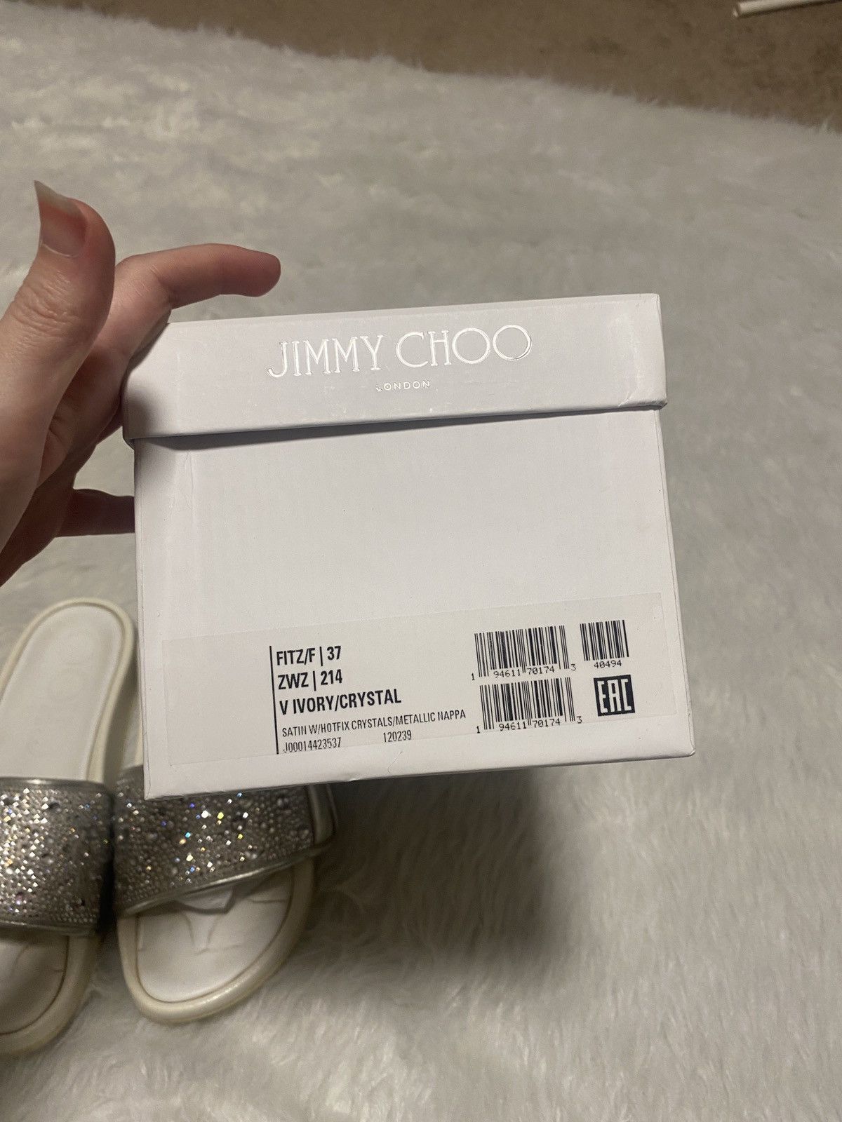 Jimmy Choo Jimmy Choo fitz Glittering ivory crystal Silver Slides 37 Size US 7 / IT 37 - 4 Thumbnail